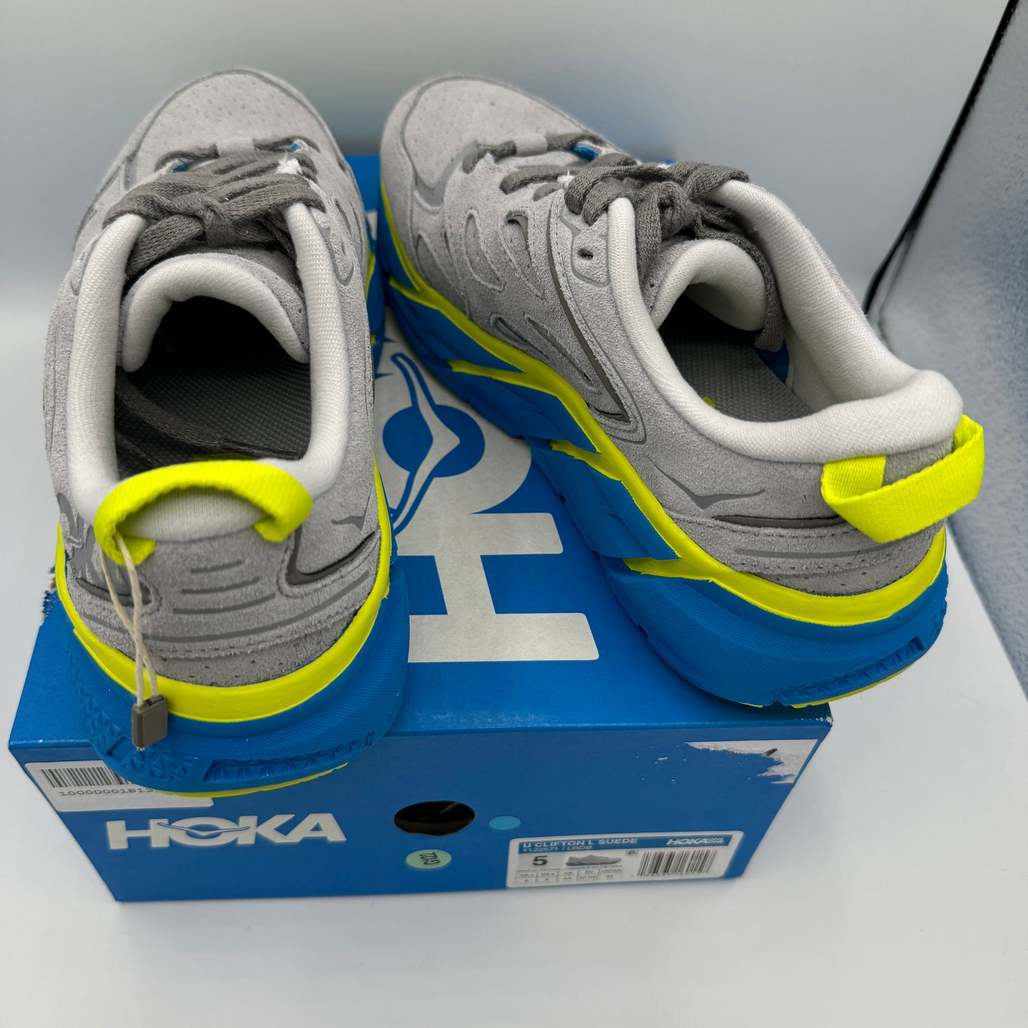 Hoka Clifton L Suede in Lunar Rock / Diva Blue UNISEX Shoes Leather