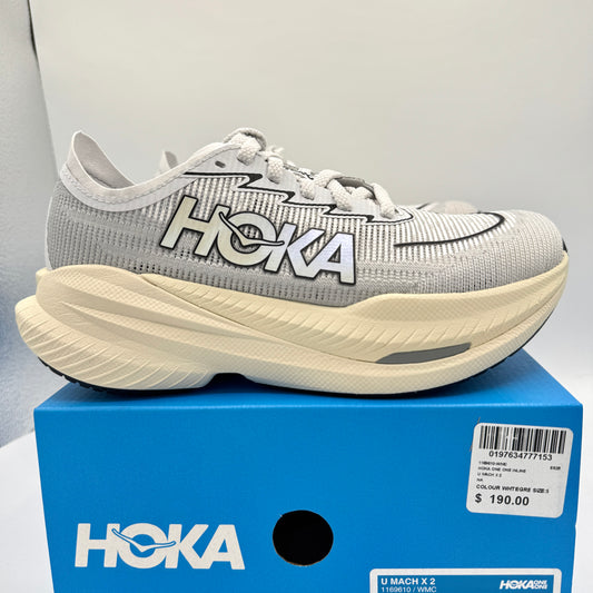 Hoka Mach X 2 U Unisex in White / Cosmic Grey Sneakers