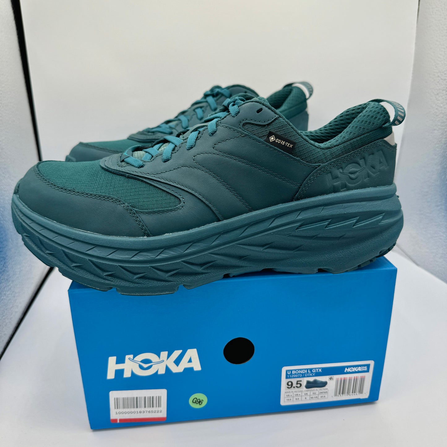 Hoka Bondi L Leather GTX GoreTex U Unisex , Deep Teal Kayak Blue Cushioned Shoes