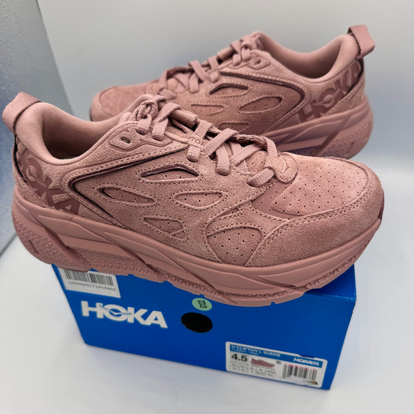 Hoka Clifton L Suede Unisex NEW Leather Athletic Shoes Pale Mauve Pink PMV