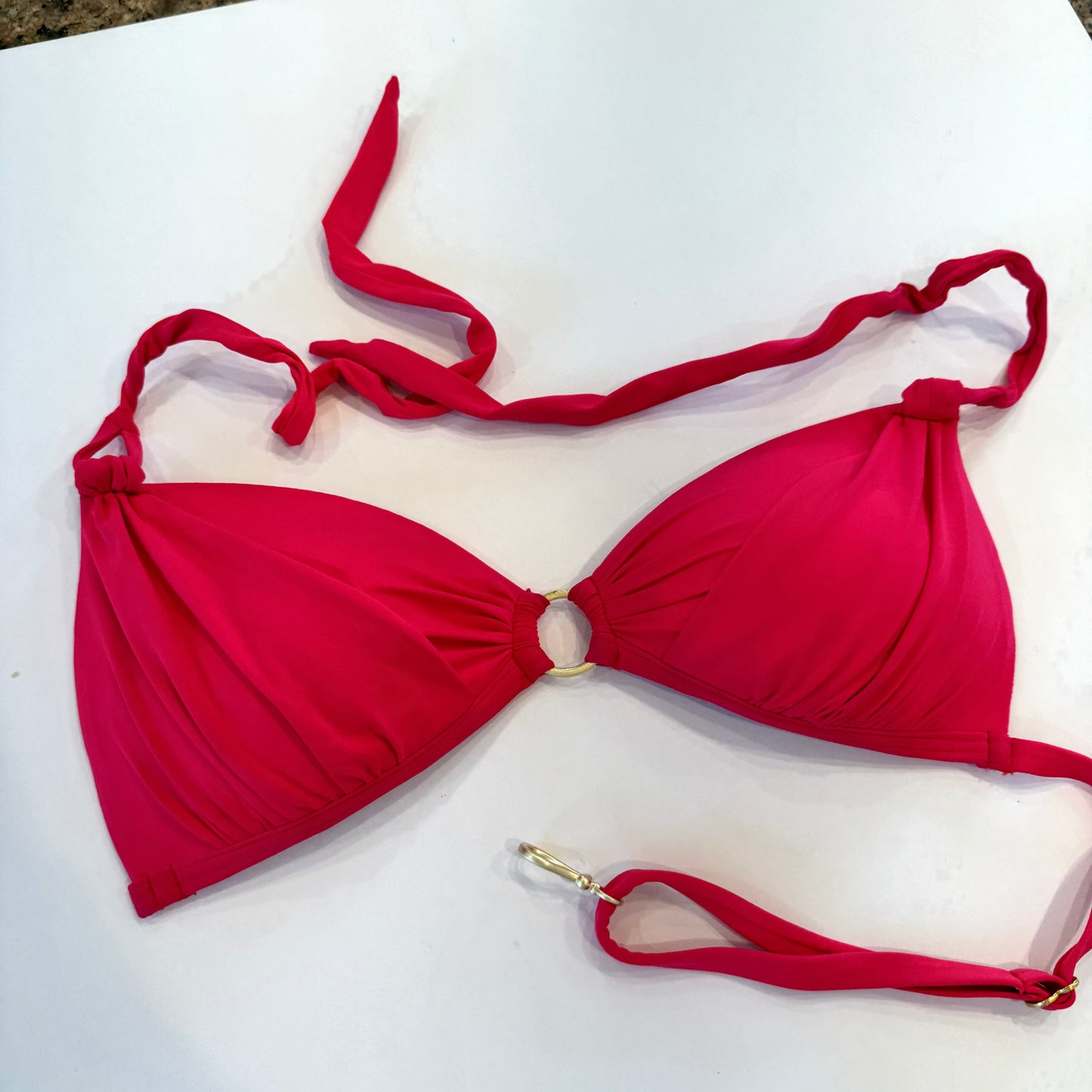 B.Swim Push-up Swim Bikini Top bathing suit halter red swimsuit adjustable USED