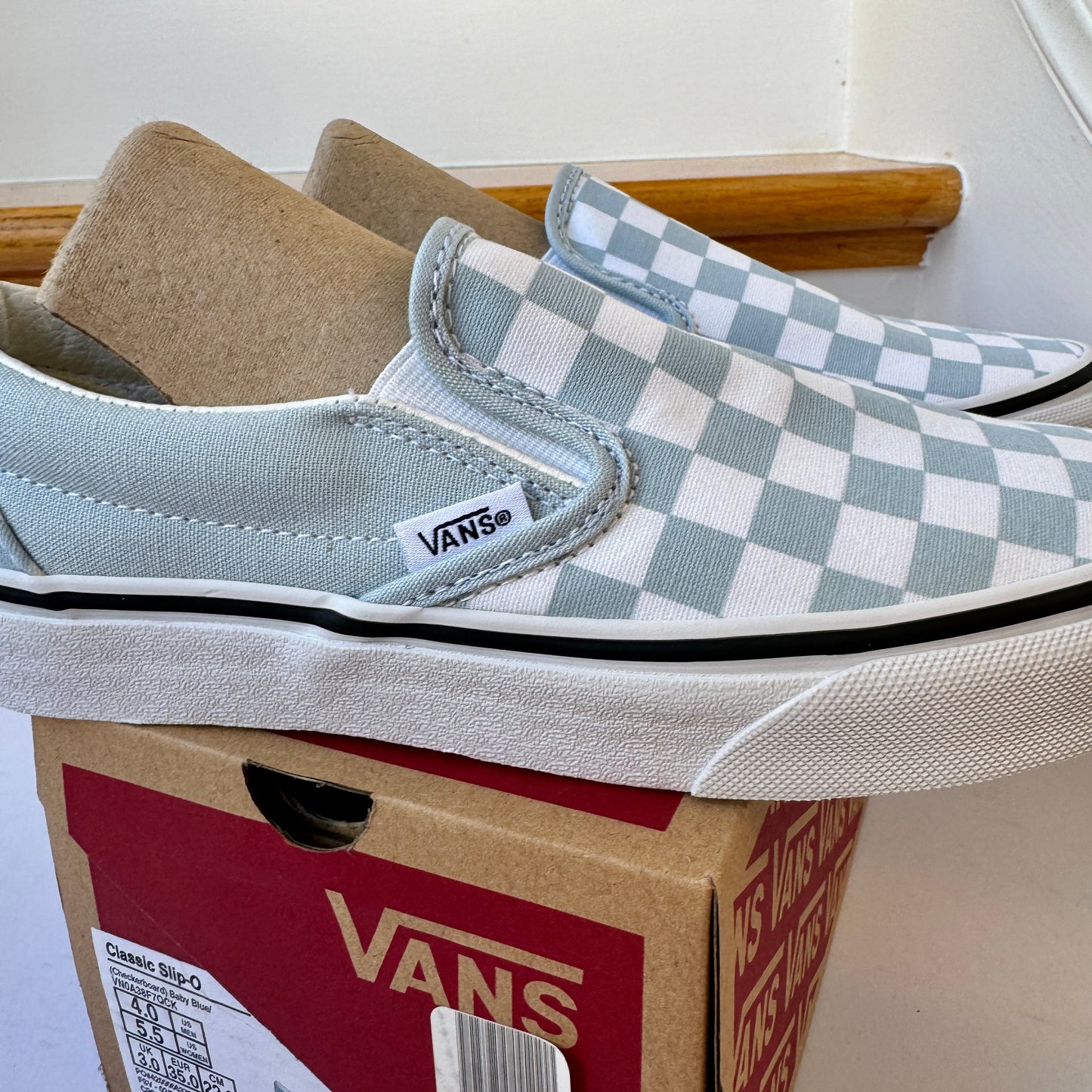 Vans Slip-On Classic Skate Shoes Checkerboard Baby Blue Shoes Classic Unisex