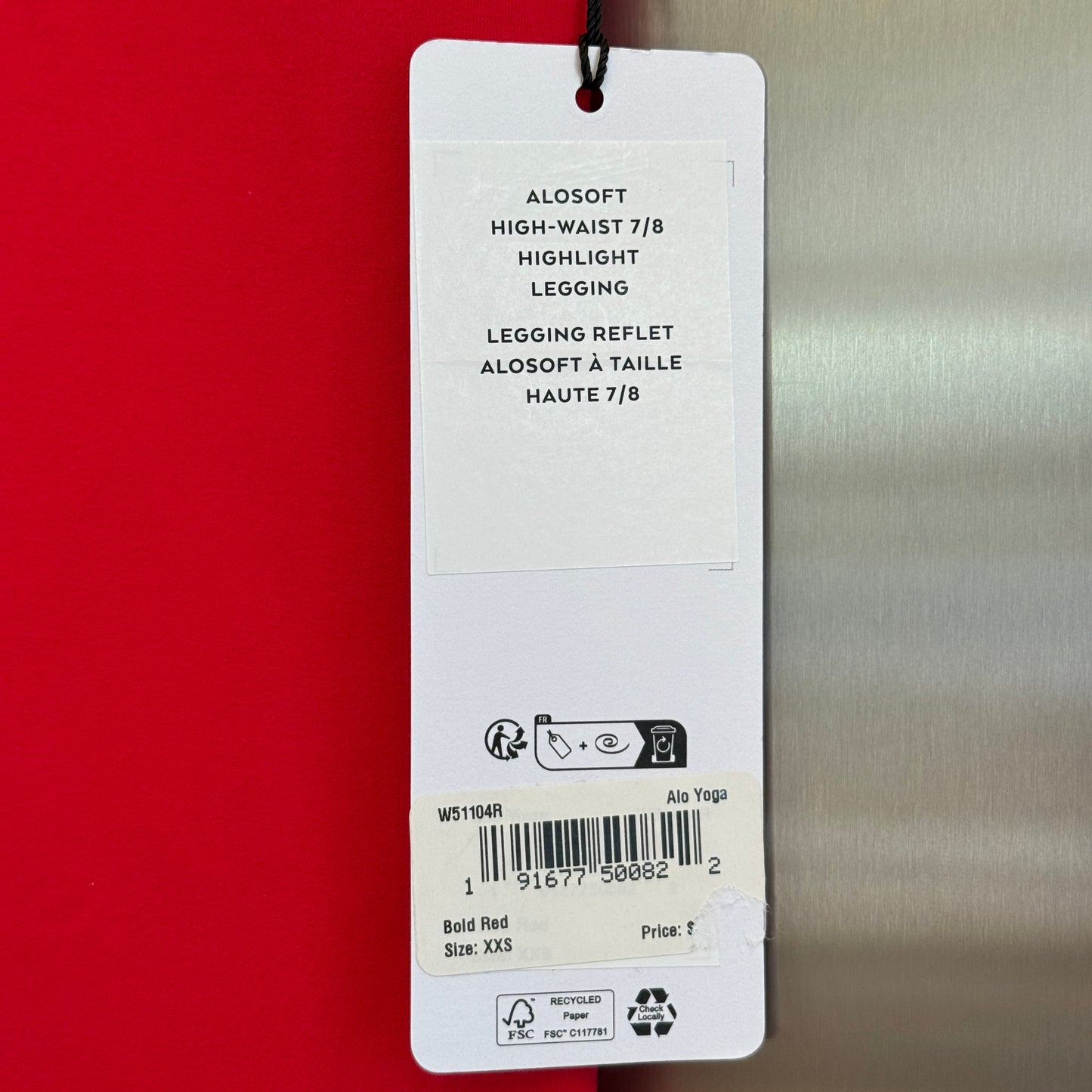 Alo Bold Red Alosoft Leggings High Waisted 7/8 Pants