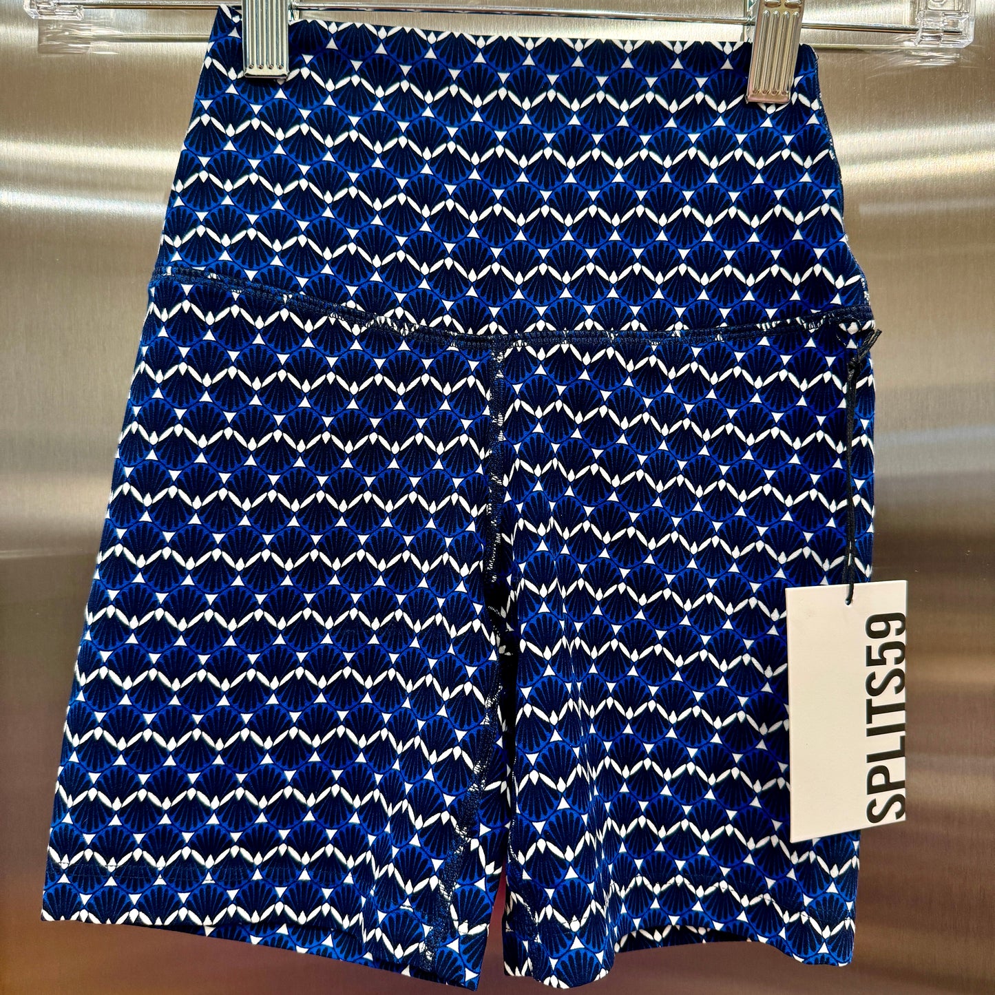 Splits59 Airweight High Waisted Athletic Shorts Spandex Stretch Blue Shell