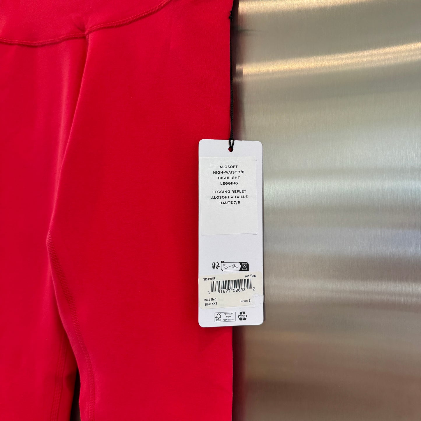 Alo Bold Red Alosoft Leggings High Waisted 7/8 Pants