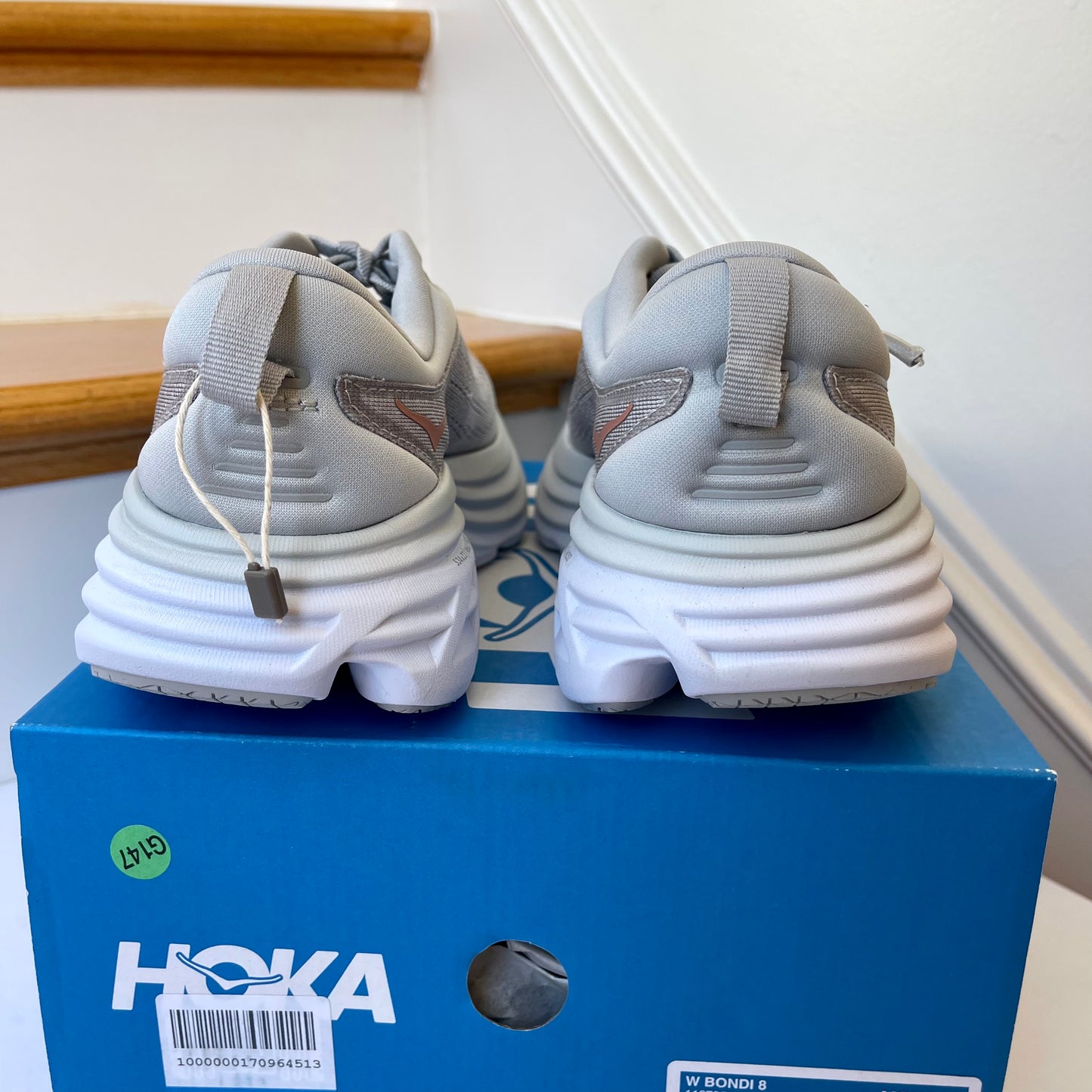 Hoka Bondi 8 Running Shoes in Harbor Mist / Lunar Rock Grey Hoka One One