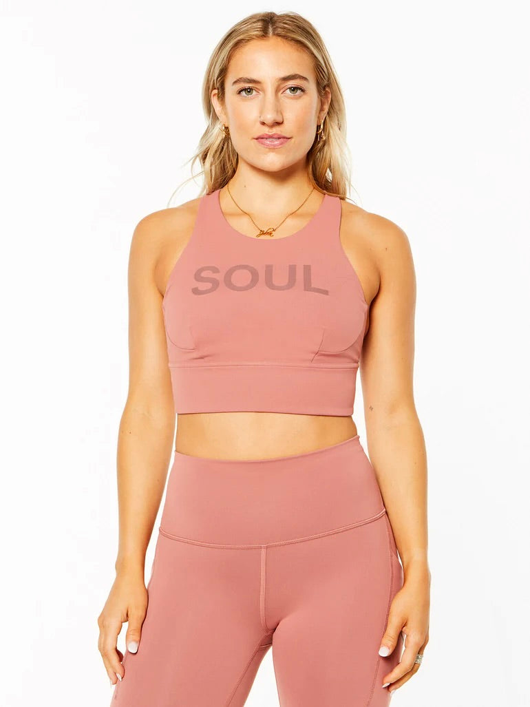 Lululemon x Soul Cycle Matching Set in Brier Rose Wunder Train Tight 25” and Long Line Bra
