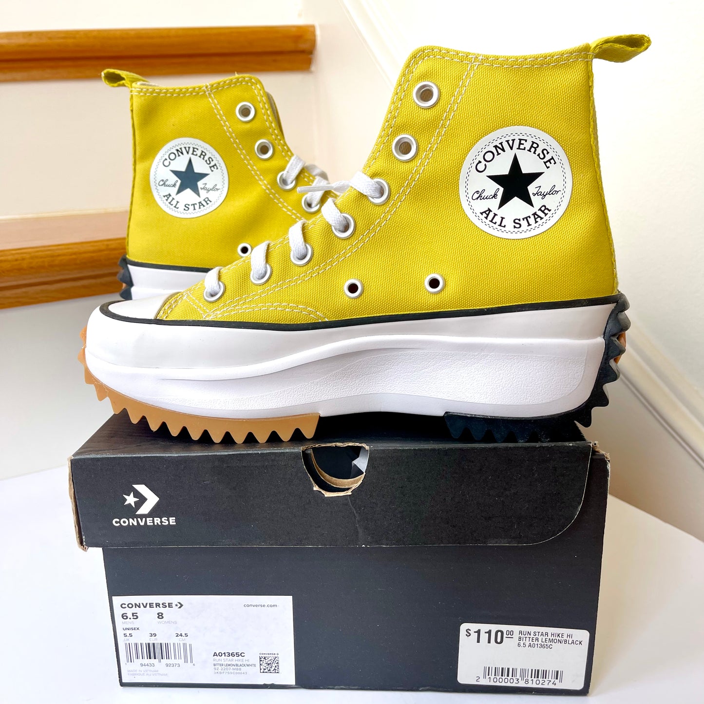 Converse Run Star Hike Platform in Bitter Lemon high top Chuck Taylor sneakers