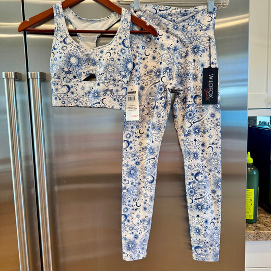 Wildfox SET - Solar Legging and Summer Sport Bra in Birch Deep Cobalt Cosmic Sense