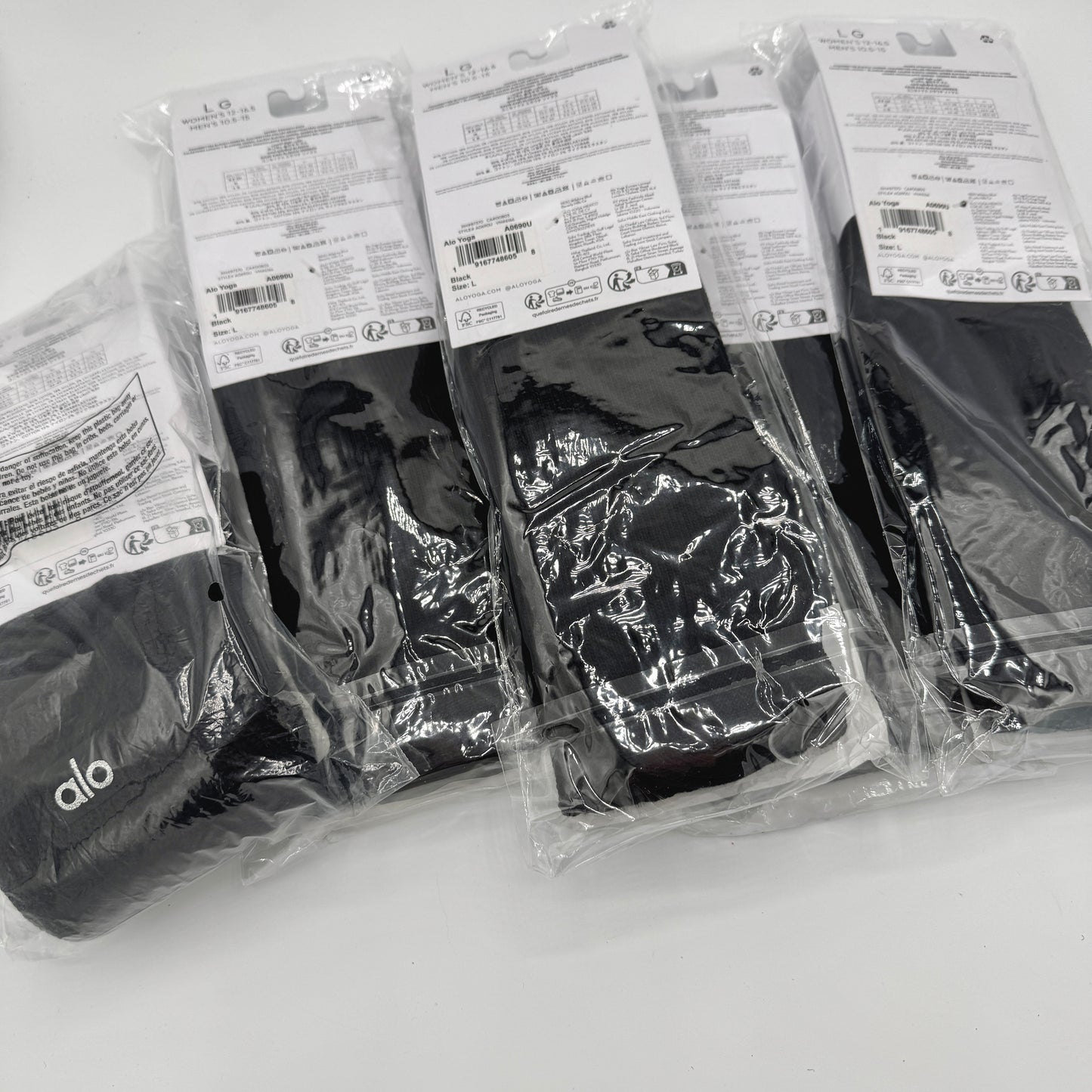 Alo Yoga (Bundle) Unisex Scrunch Socks, 5x Pairs - Black