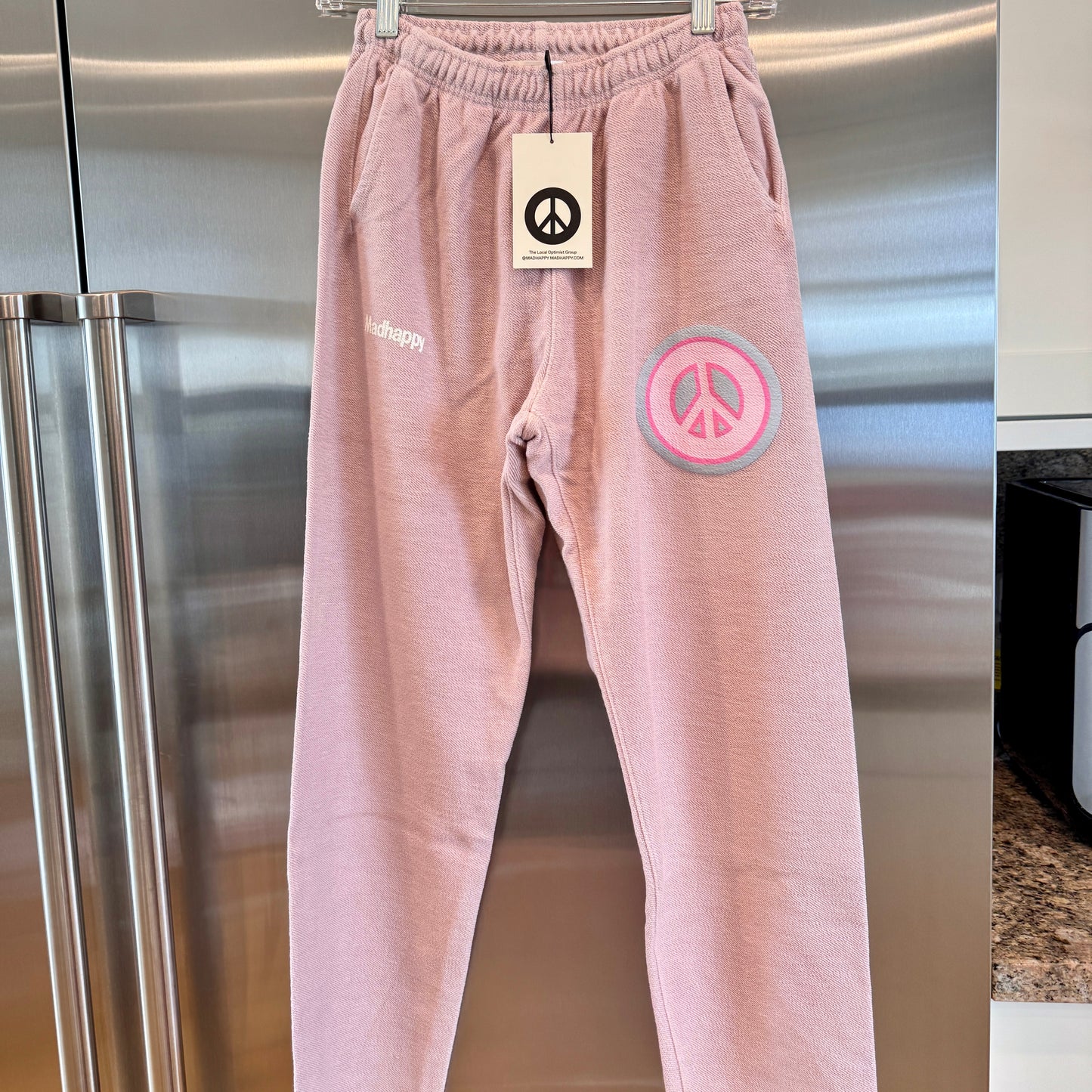 MadHappy Universal Sweatpants Bubblegum Light Dusty Pink Unisex Peace Sign