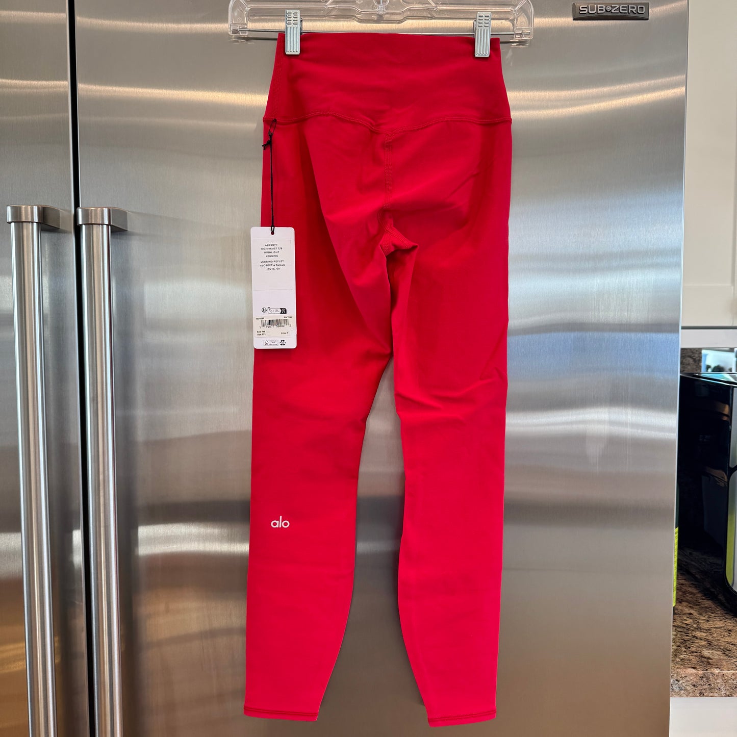 Alo Bold Red Alosoft Leggings High Waisted 7/8 Pants