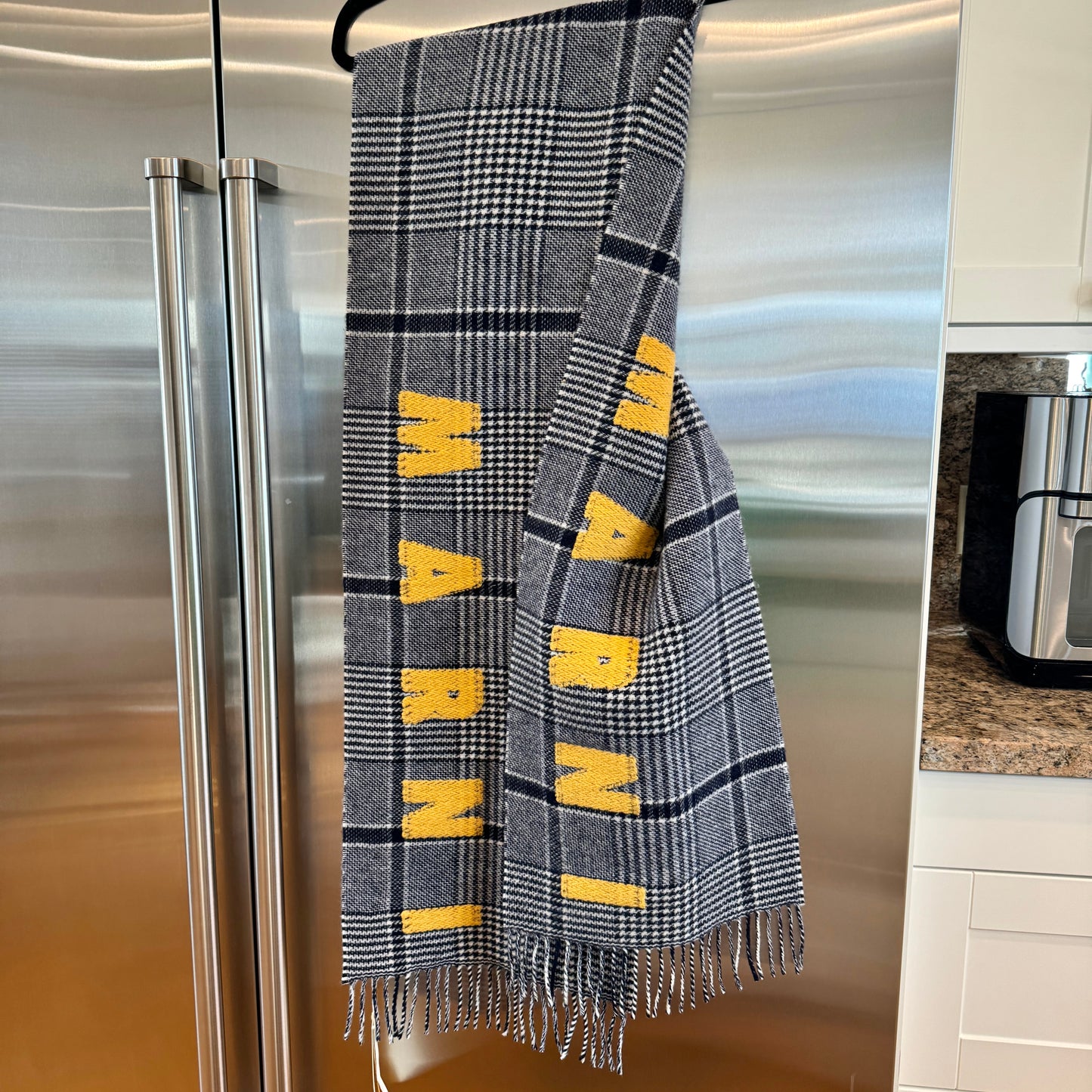 Marni Wool Logo Scarf in Prince of Whales Blumarine