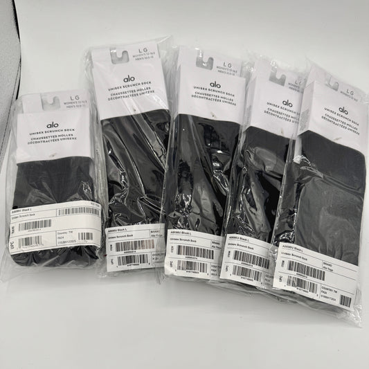 Alo Yoga (Bundle) Unisex Scrunch Socks, 5x Pairs - Black