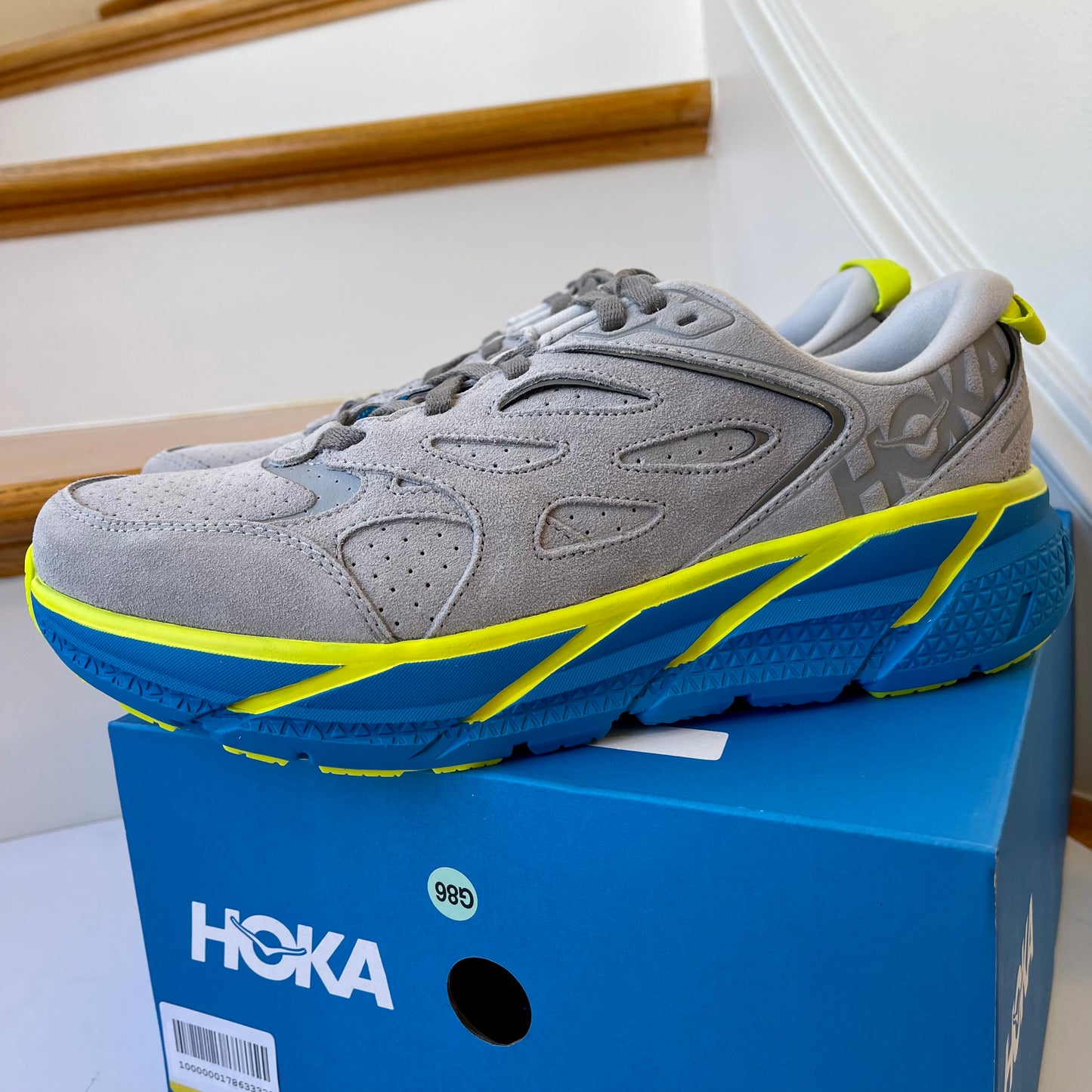 Hoka Clifton L Suede in Lunar Rock / Diva Blue UNISEX Shoes Leather