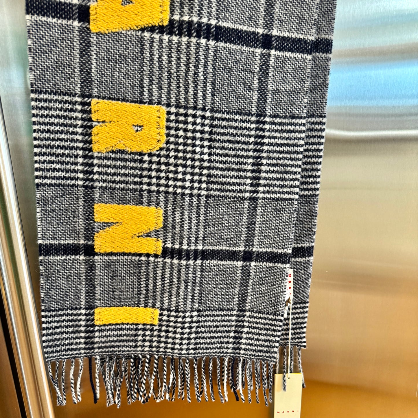 Marni Wool Logo Scarf in Prince of Whales Blumarine