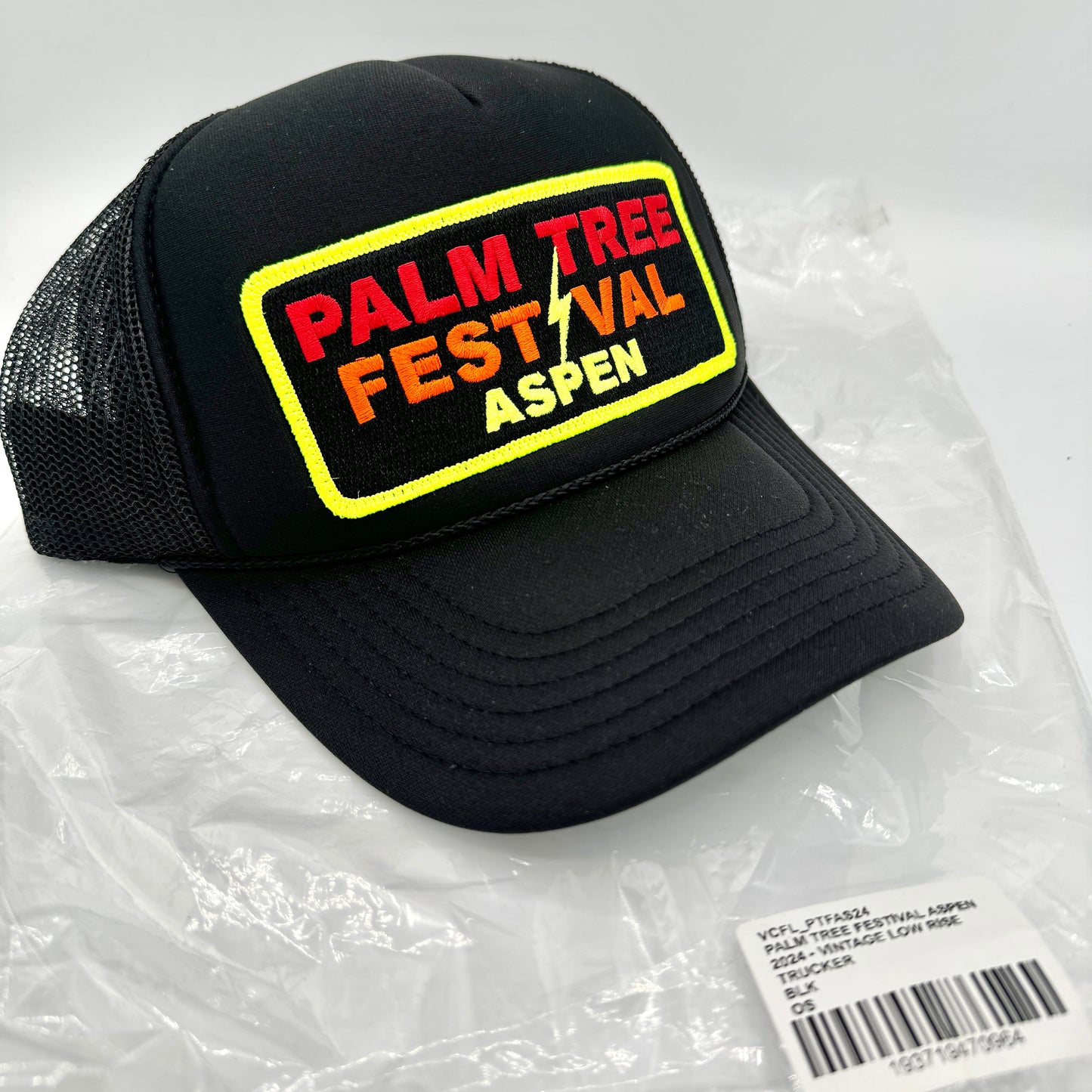 Aviator Nation Palm Tree Festival Aspen Trucker Hat in Black