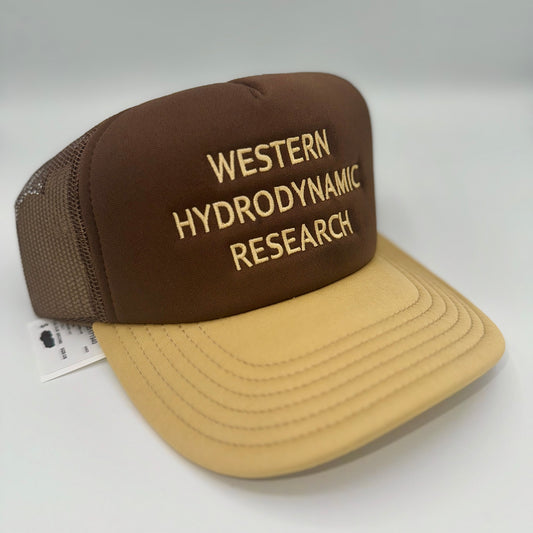 Western Hydrodynamic Research Trucker Hat Otto Promotional Logo Embroidered Brown