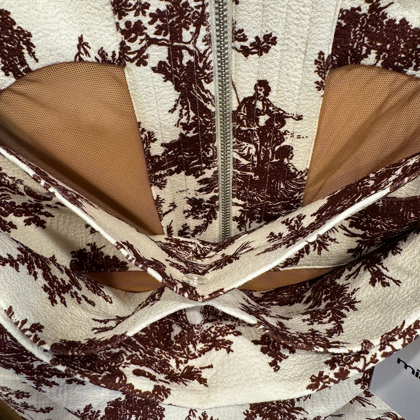 Miaou Imogene Corset in Brown Toile Top Stretch Crepe Fabric