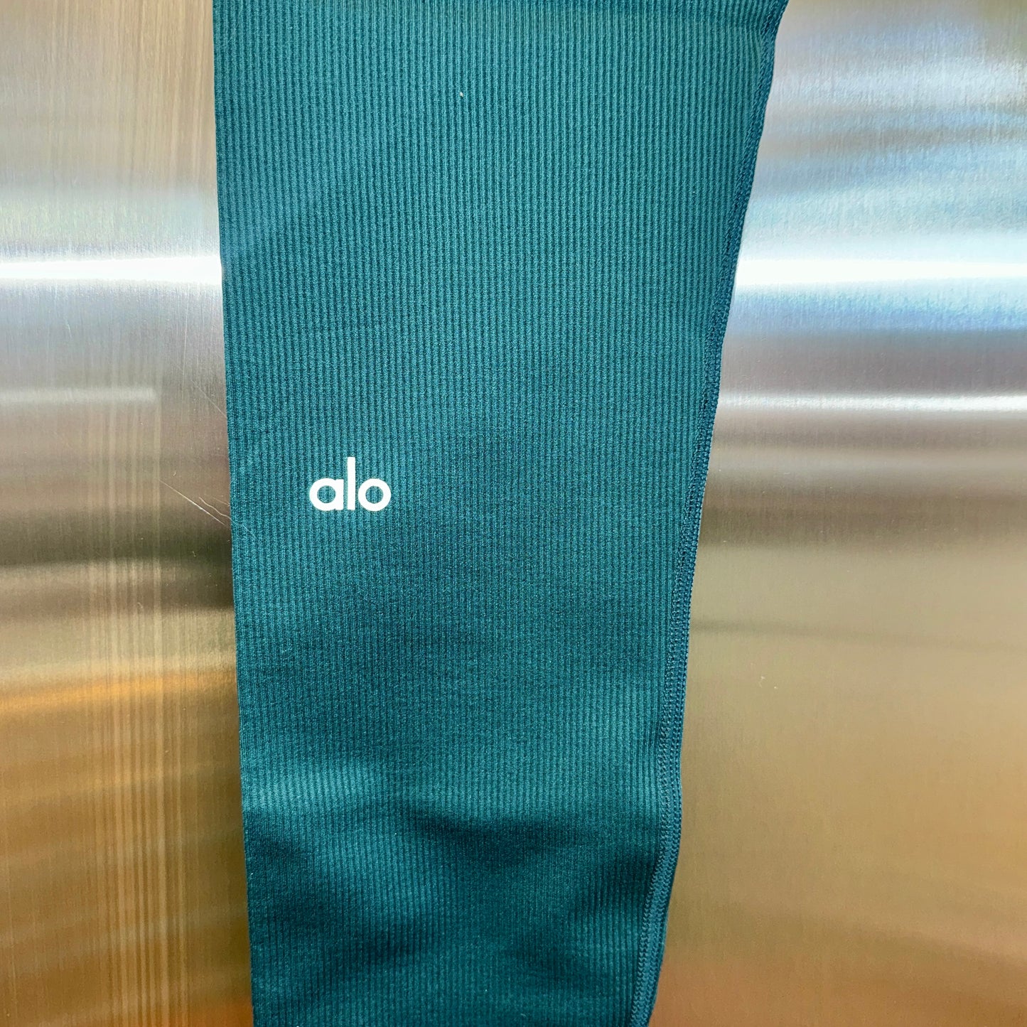 Alo Yoga Seamless Ribbed High Waist Leggings in Dark Green HW Ribbed Pants