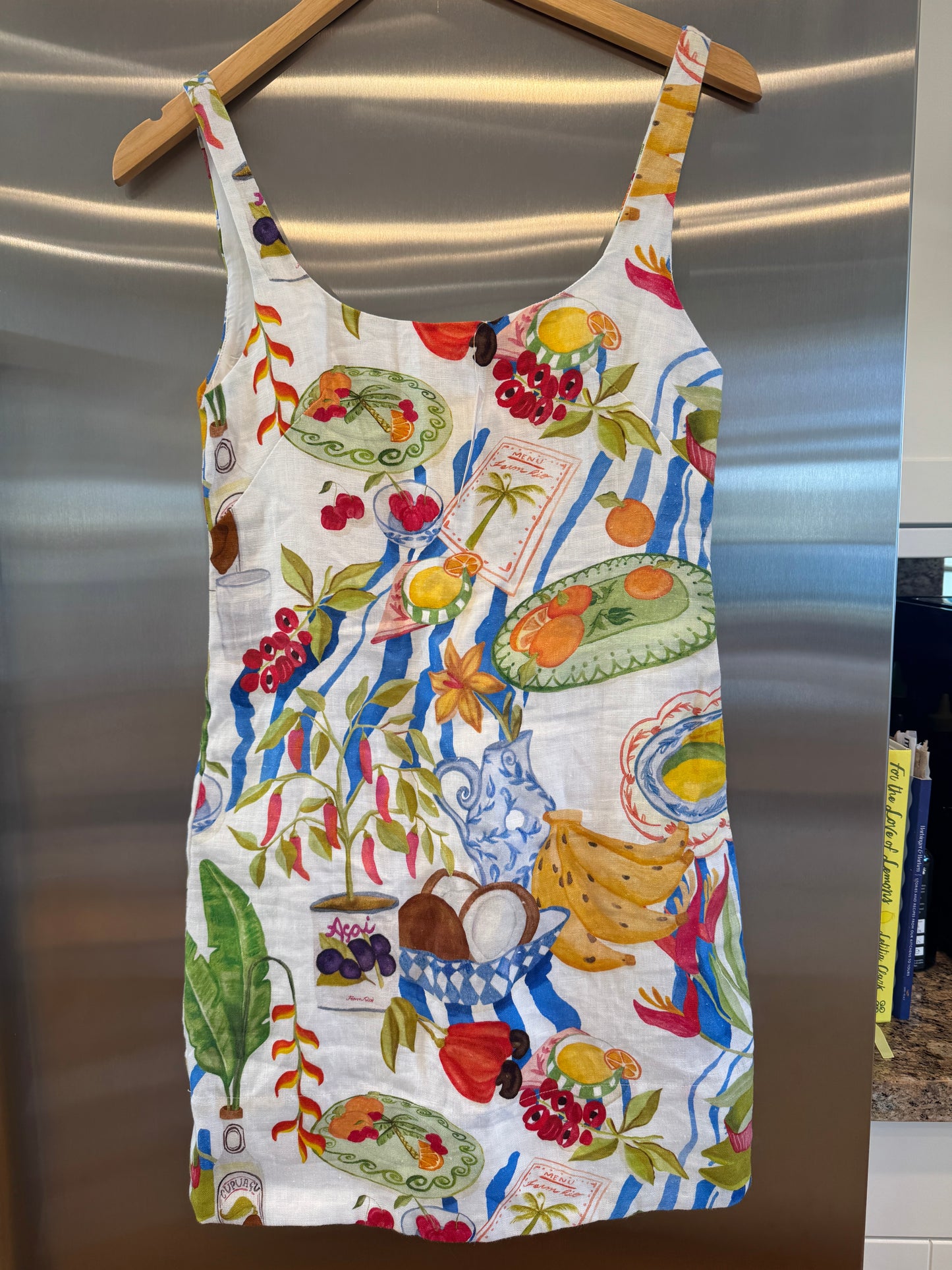 Farm Rio Linen Mini Dress in Fresh Table Multicolor