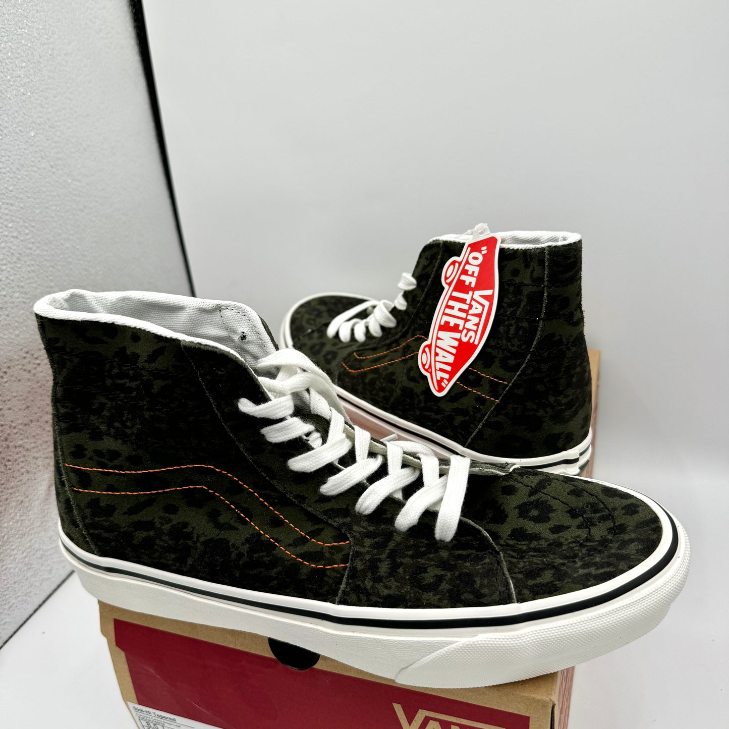 Vans Sk8 Hi Tapered Classic High Top Sneakers Green Leopard Camo Grape Leaf