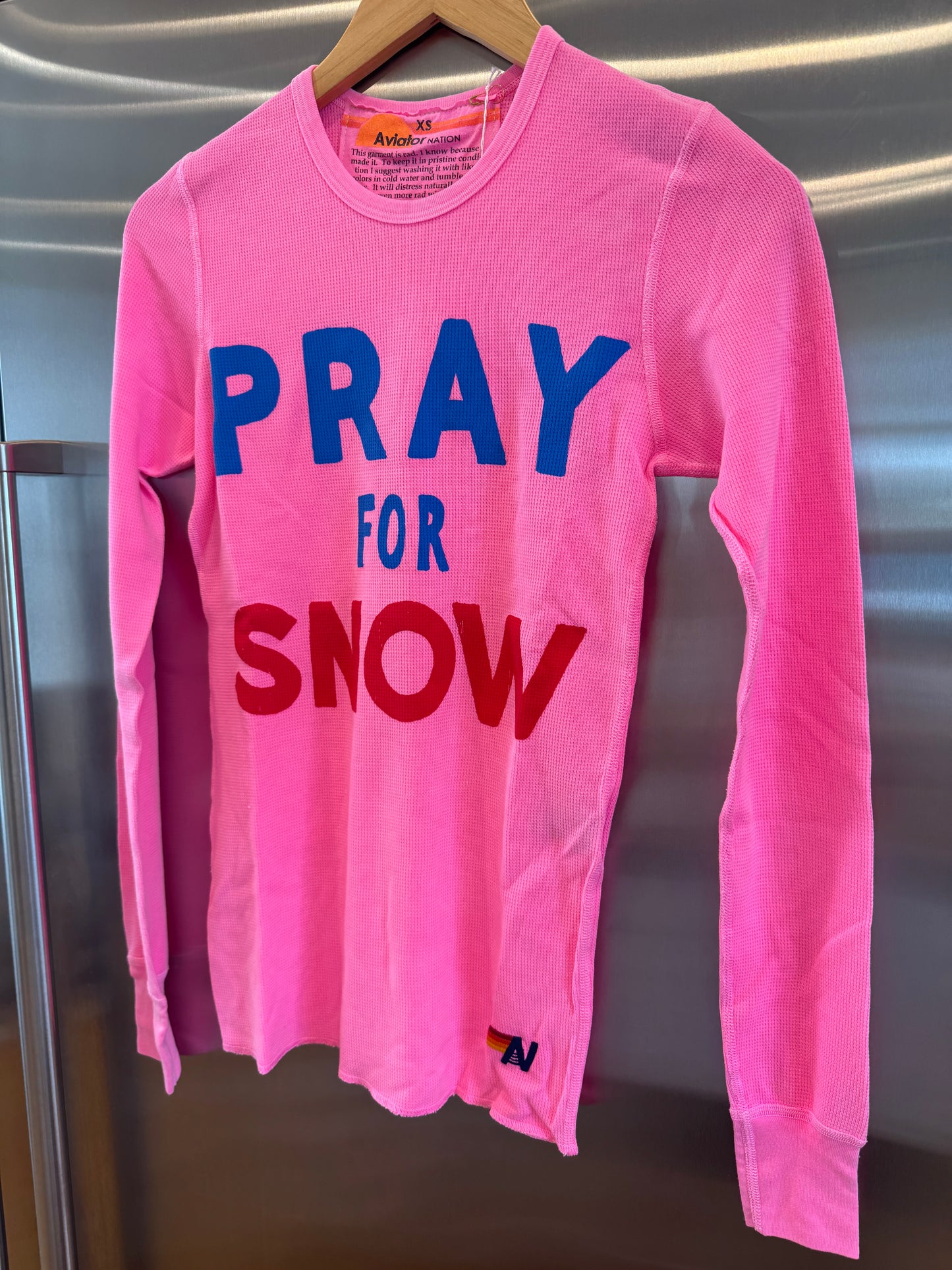 Aviator Nation Thermal Pray For Snow Shirt Neon Pink Unisex