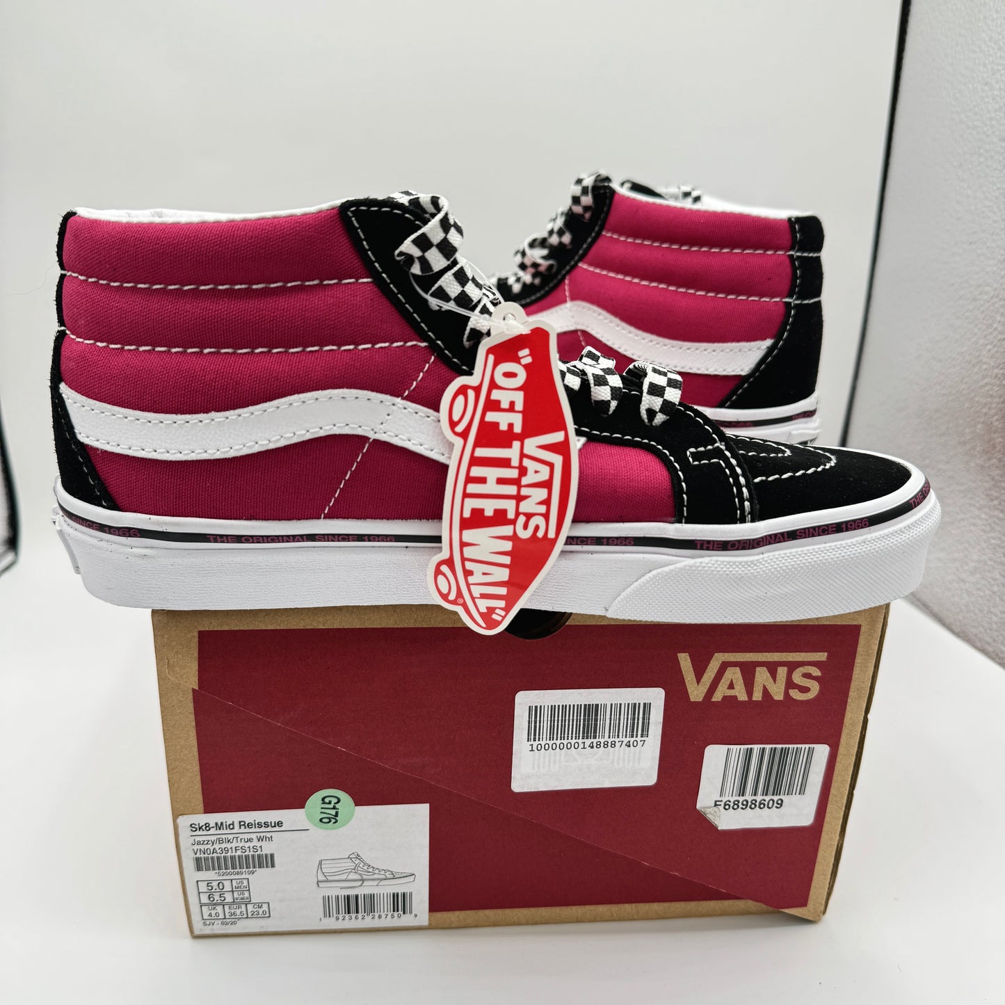 Vans Sk8 Mid Reissue Jazzy Magenta Black white skate sneakers maroon red