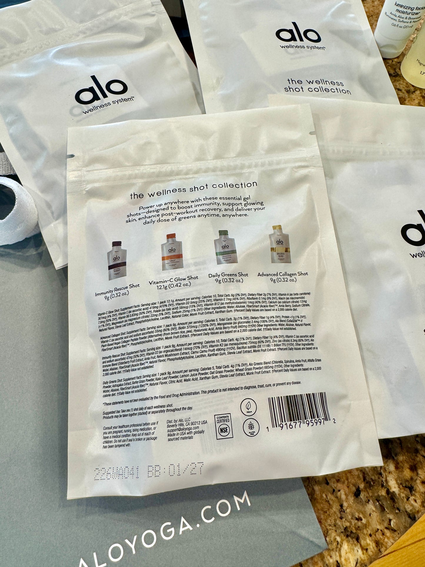 Alo Yoga Bundle of Travel Wellness and (6) Paper Bags / Gift Bags
