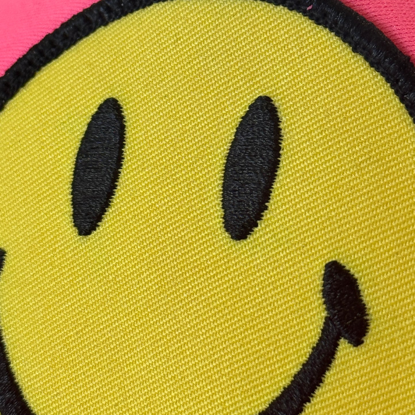 Aviator Nation Pink Trucker Hat Smiley Face embroidered patch smile Neon