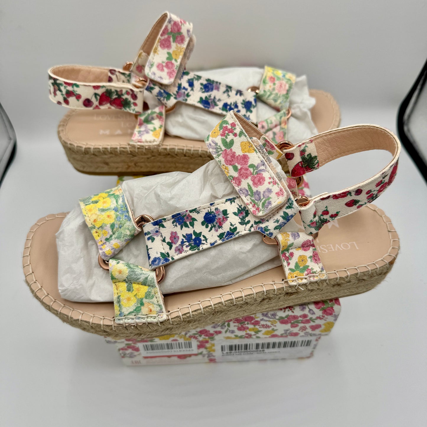 LoveShackFancy x Manebi Hiking Platform Espadrilles Floral Strap Sandals