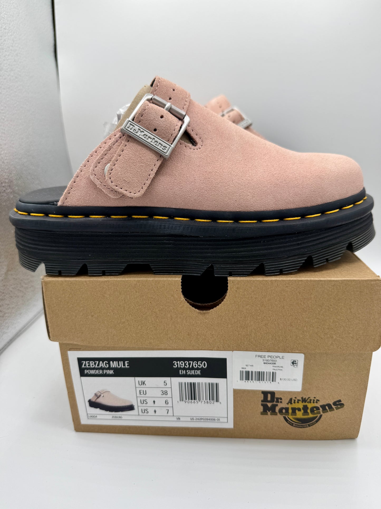 Dr Martin Zebzag Mule Unisex , Powder Pink