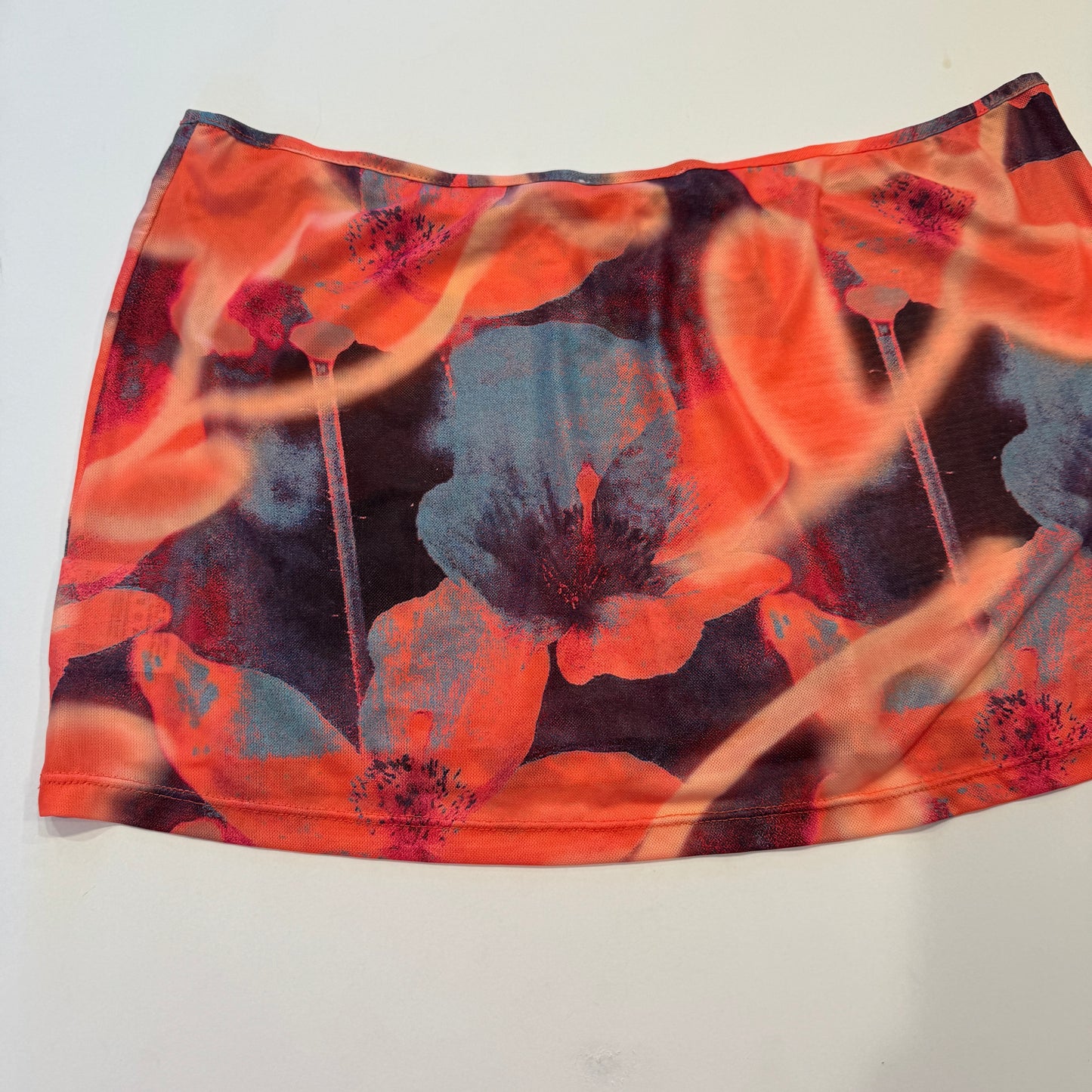 Miaou Elektra Skirt Mini Micro in Neon Peach Floral