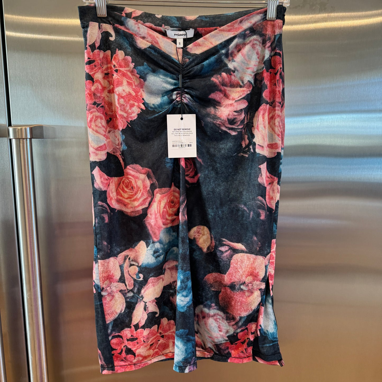 Miaou Preston Skirt in Decades Rose Midi with Slit Floral