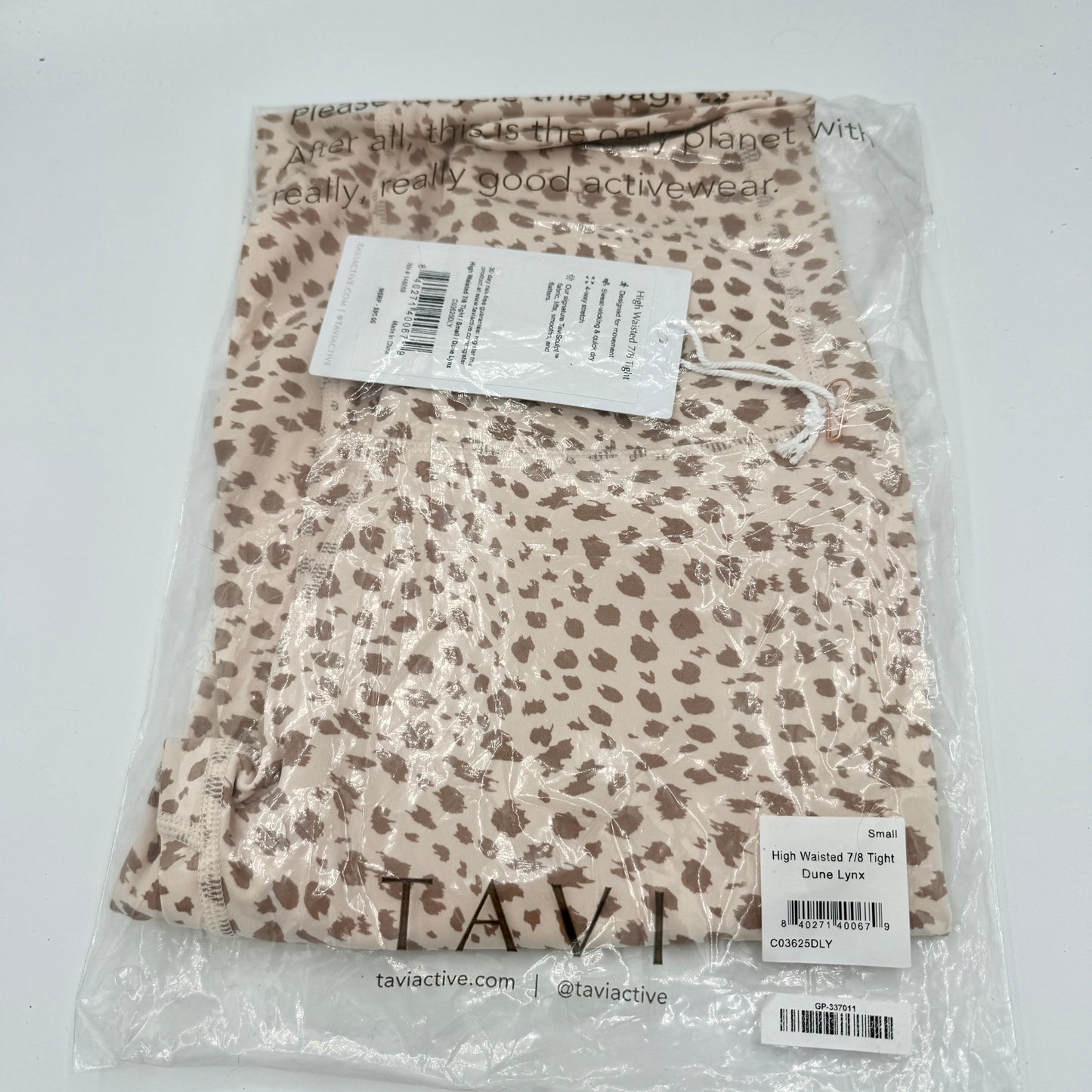 Tavi Yoga High Waisted 7/8 Length Dune Lynx Leggings Tan Cheetah Leopard NEW