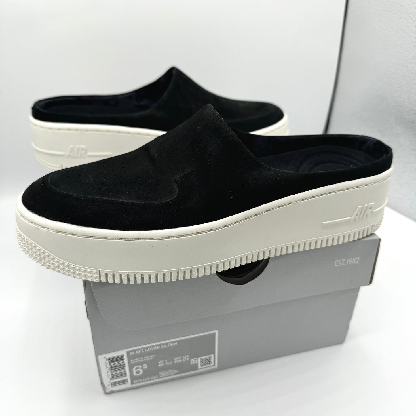 Nike Air Force 1 Lover XX Black Suede Leather Slip On Mule Platform sneakers