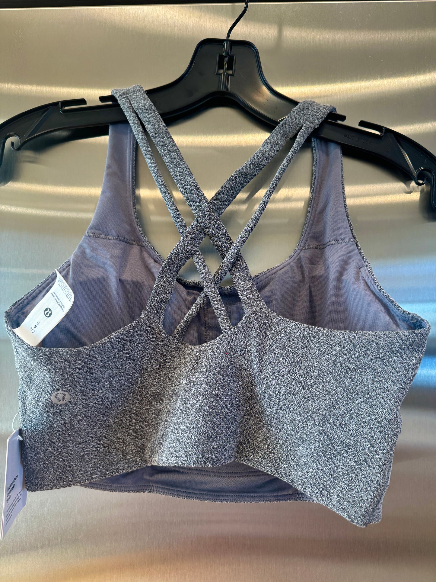 Lululemon Energy Long Line Evolve Bra Top in Herringbone Grey Intertwine Texture Black / White Woven