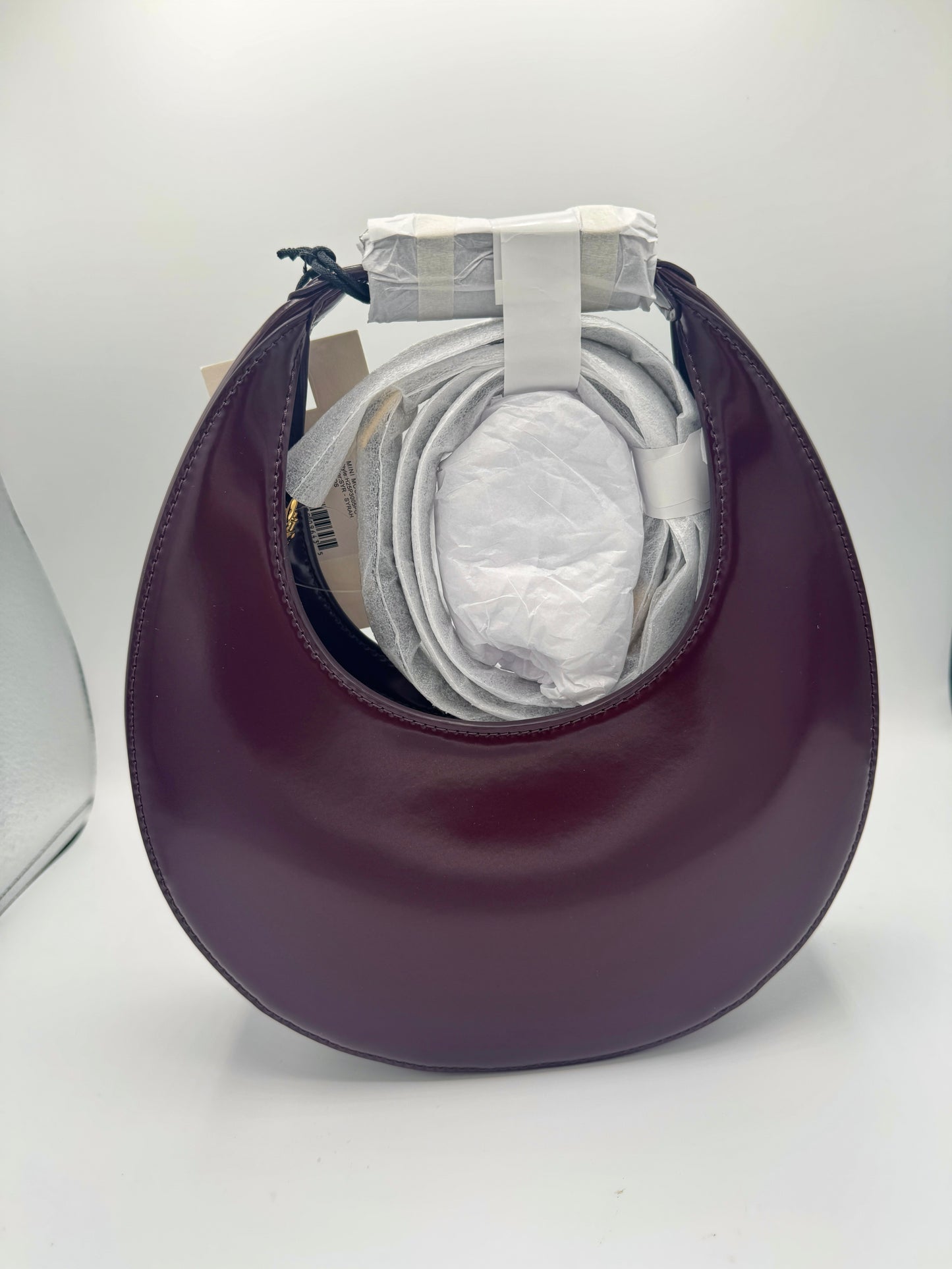 Staud Mini Moon Purse in Syrah Burgundy Leather, Crossbody Bag