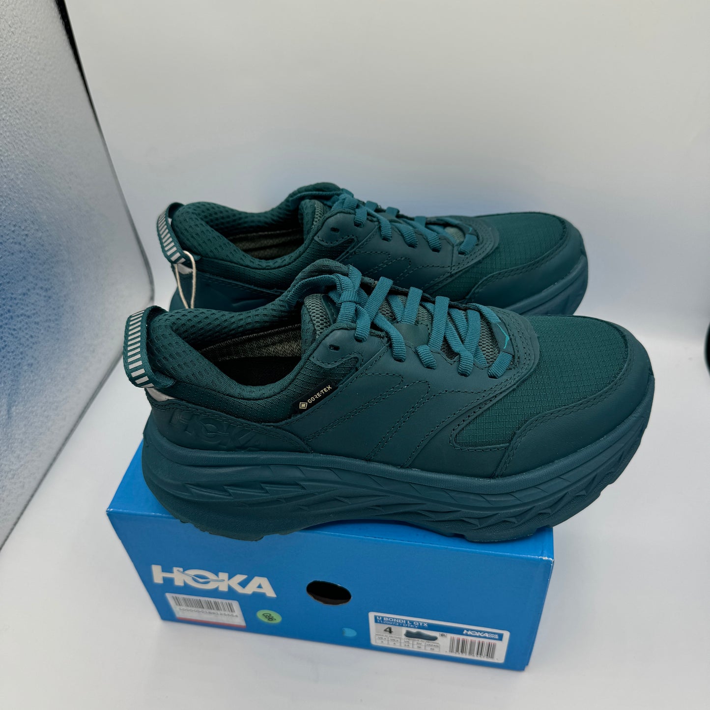 Hoka Bondi L Leather GTX GoreTex U Unisex , Deep Teal Kayak Blue Cushioned Shoes