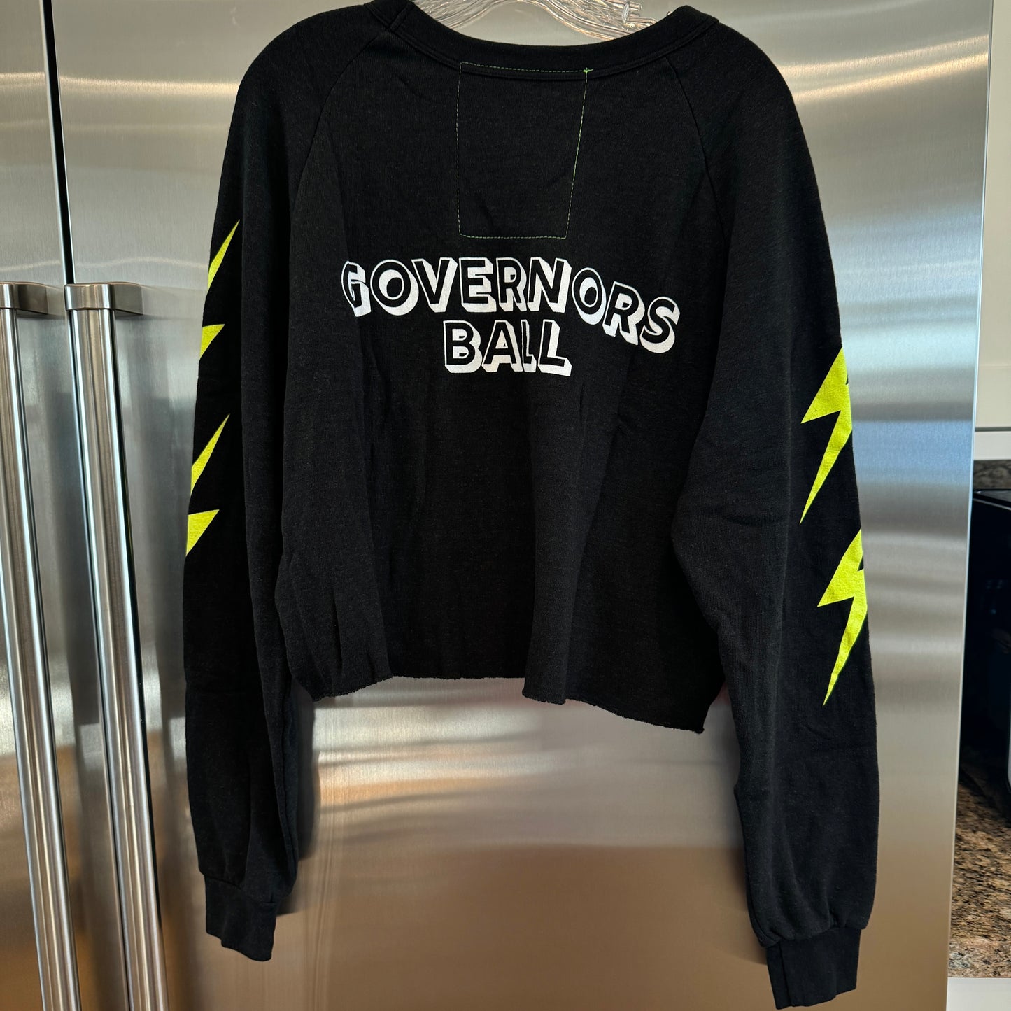 Aviator Nation Gov Ball 2024 Festival Cropped Crewneck in Black Women’s Bolt