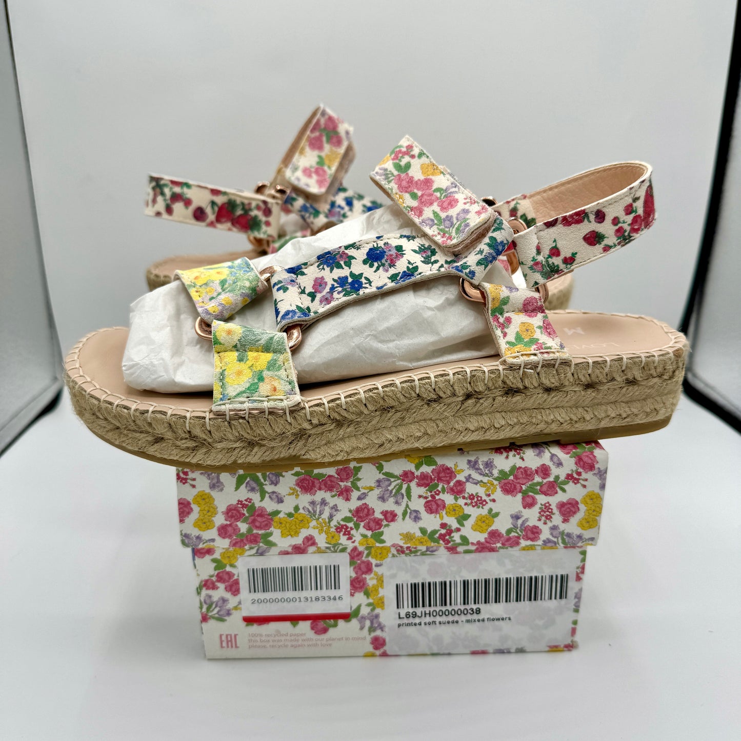 LoveShackFancy x Manebi Hiking Platform Espadrilles Floral Strap Sandals