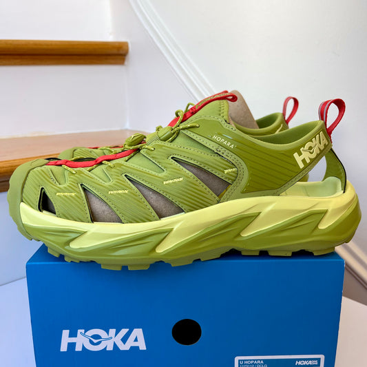 Hoka Hopara Hiking Sandal Wet / Dry shoe in Dark Citron Luminary Green