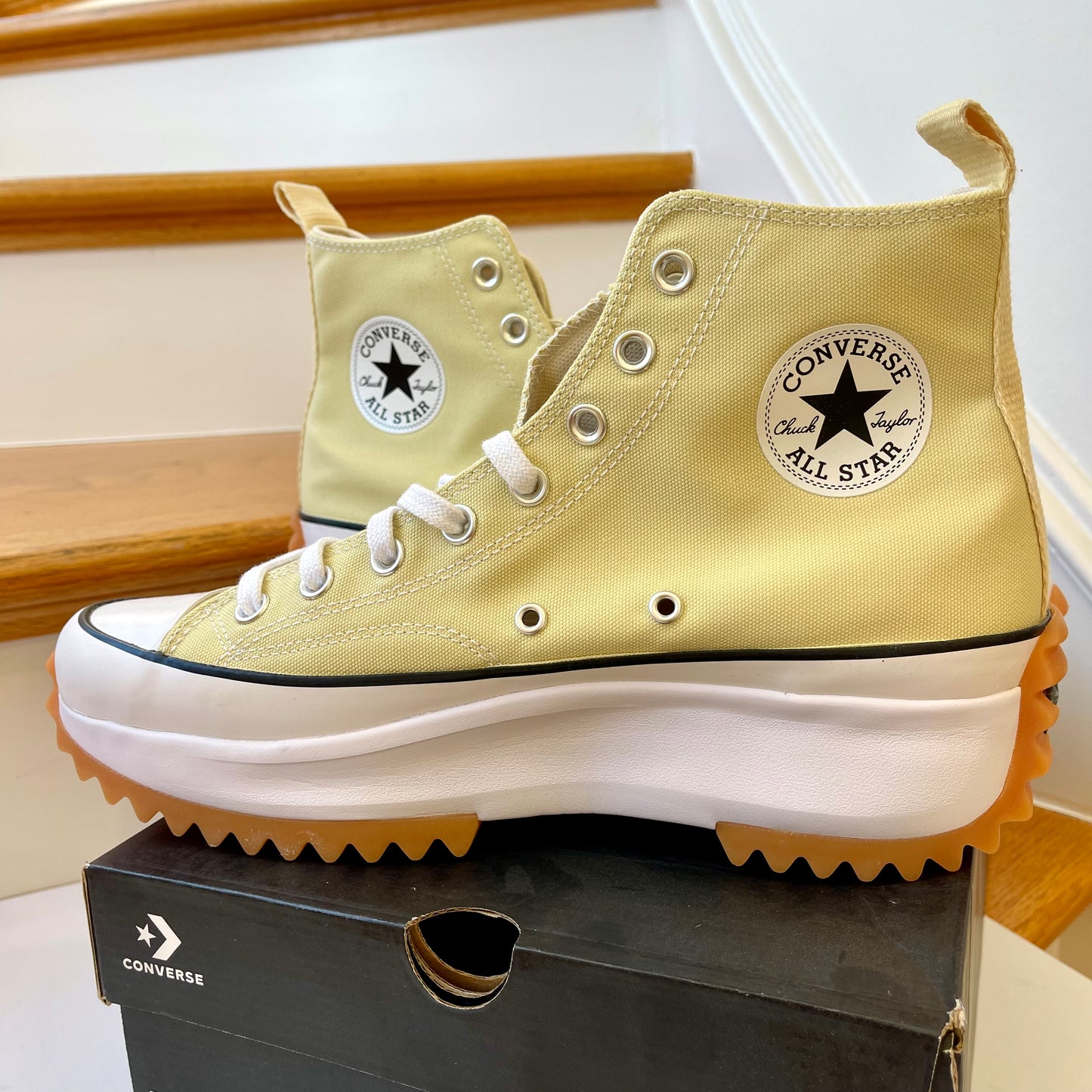 Converse Run Star Hike Platform in lemon drop , high top Chuck Taylor sneaker