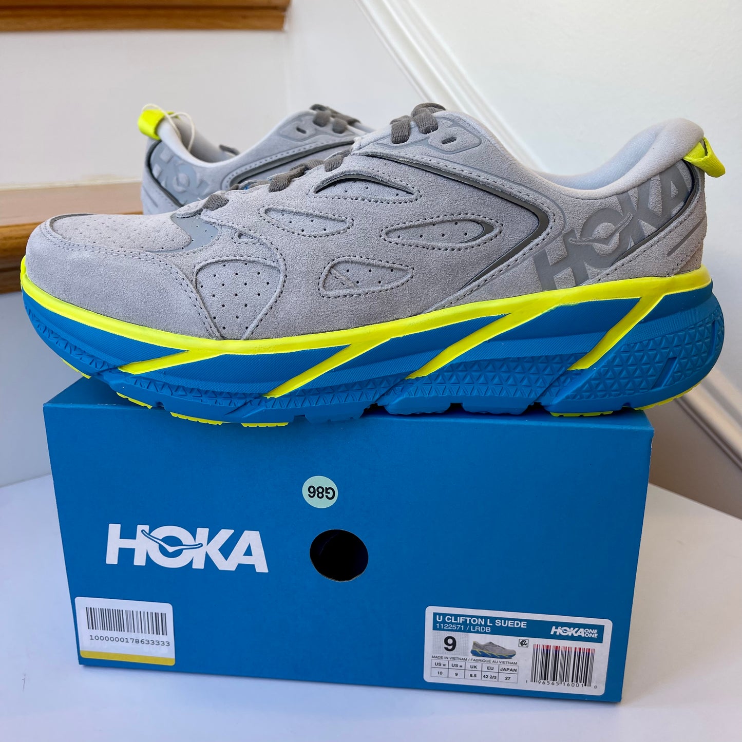 Hoka Clifton L Suede in Lunar Rock / Diva Blue UNISEX Shoes Leather