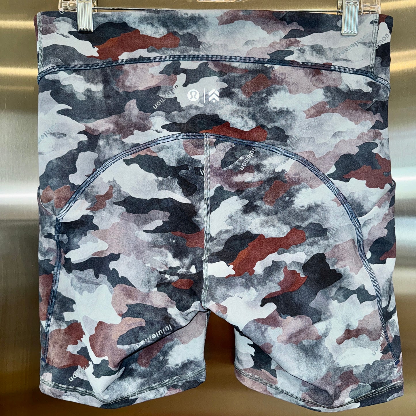 Lululemon Power Thru HR High Rise Short Color Seam in Blue Camo 6” Inseam