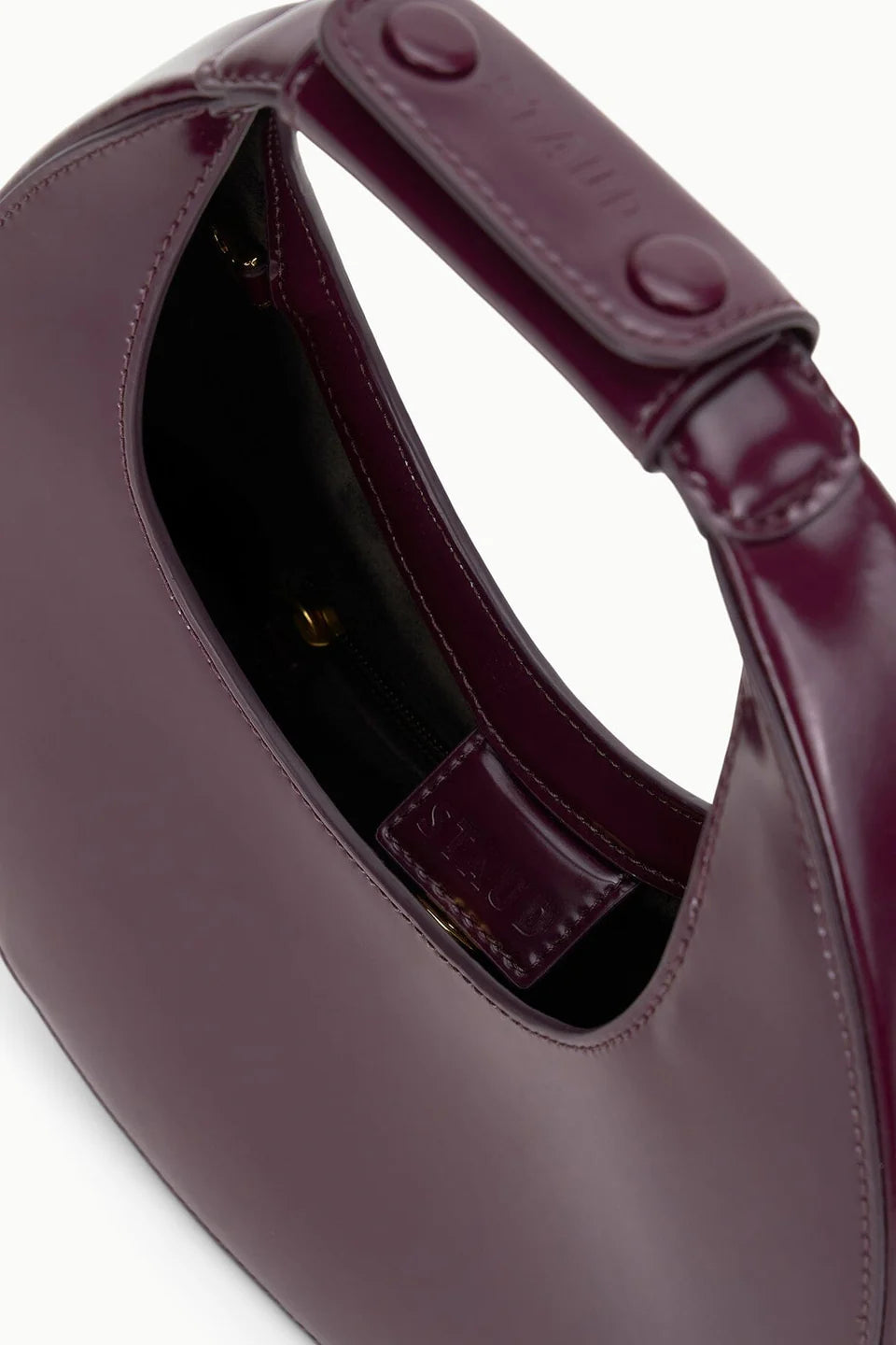 Staud Mini Moon Purse in Syrah Burgundy Leather, Crossbody Bag