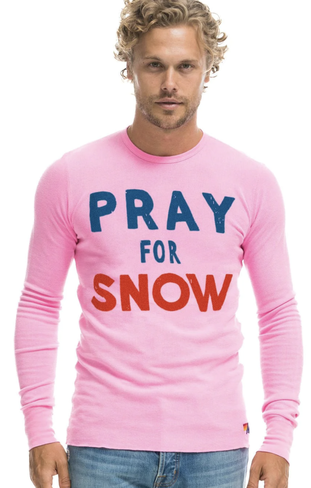 Aviator Nation Thermal Pray For Snow Shirt Neon Pink Unisex