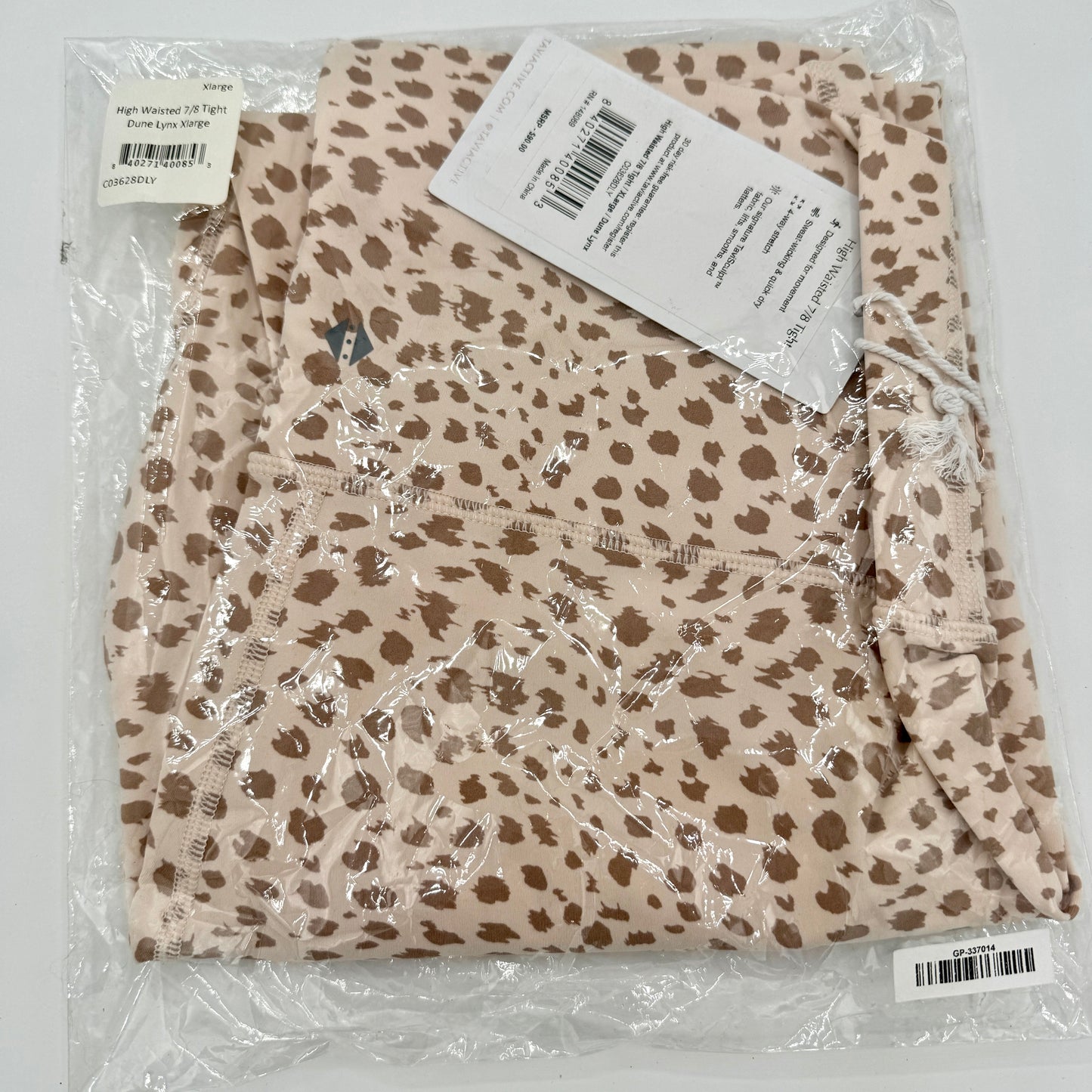 Tavi Yoga High Waisted 7/8 Length Dune Lynx Leggings Tan Cheetah Leopard NEW