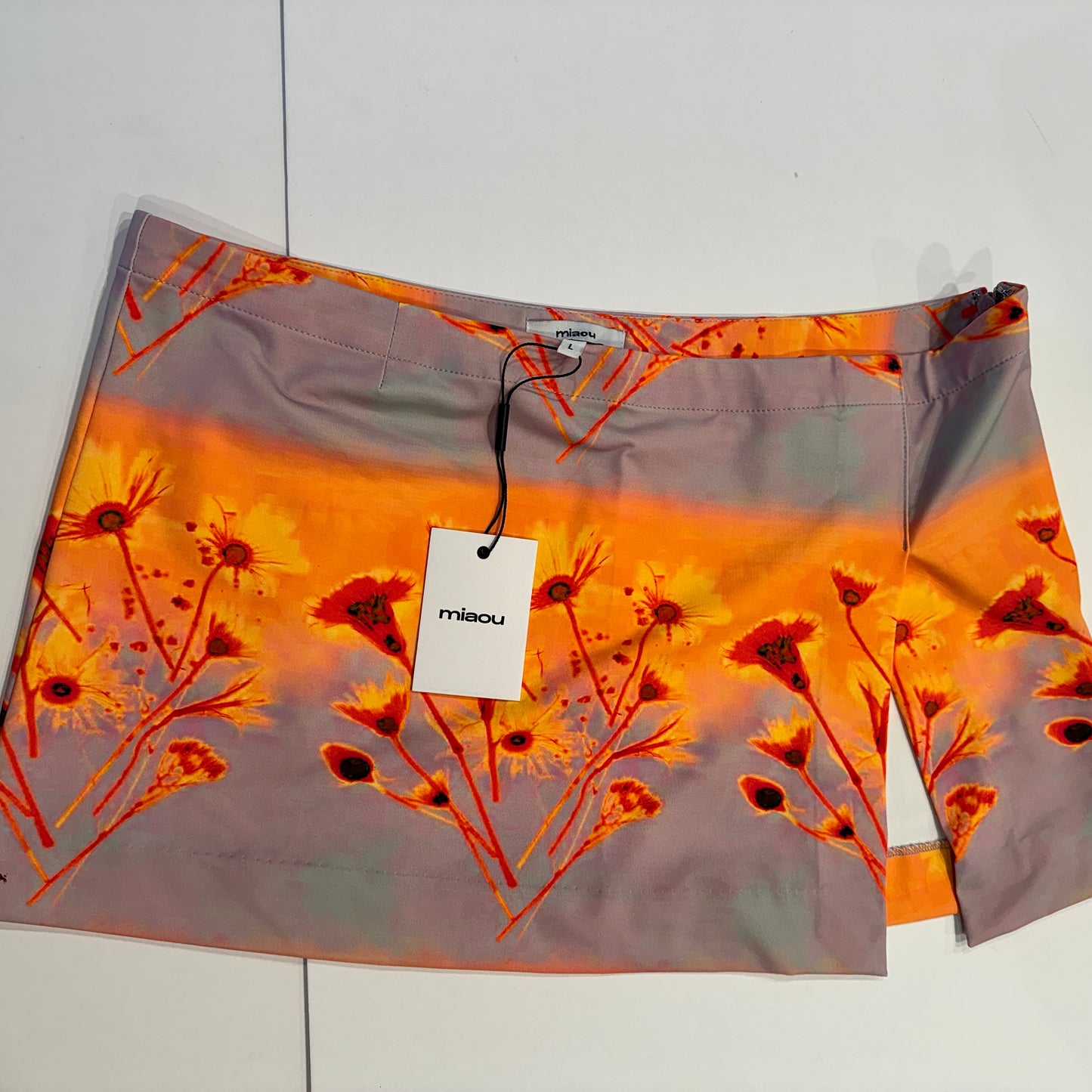 Miaou Mini Skirt Micro in Sunrise Orange Multicolor Floral Print