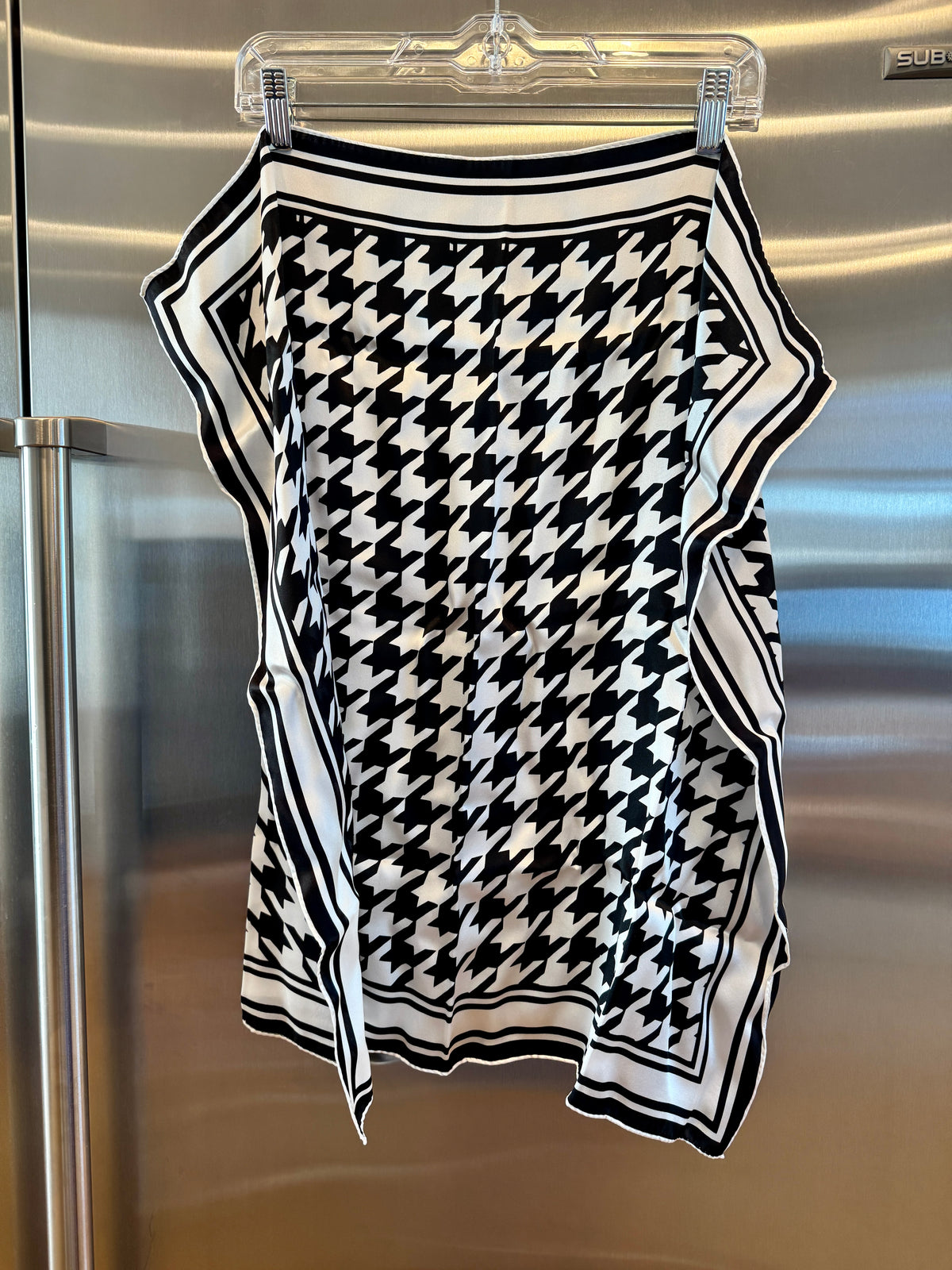 Porsche x Soho House Satin Pepita Black / White Houndstooth Heritage Pasha Scarf Bandana